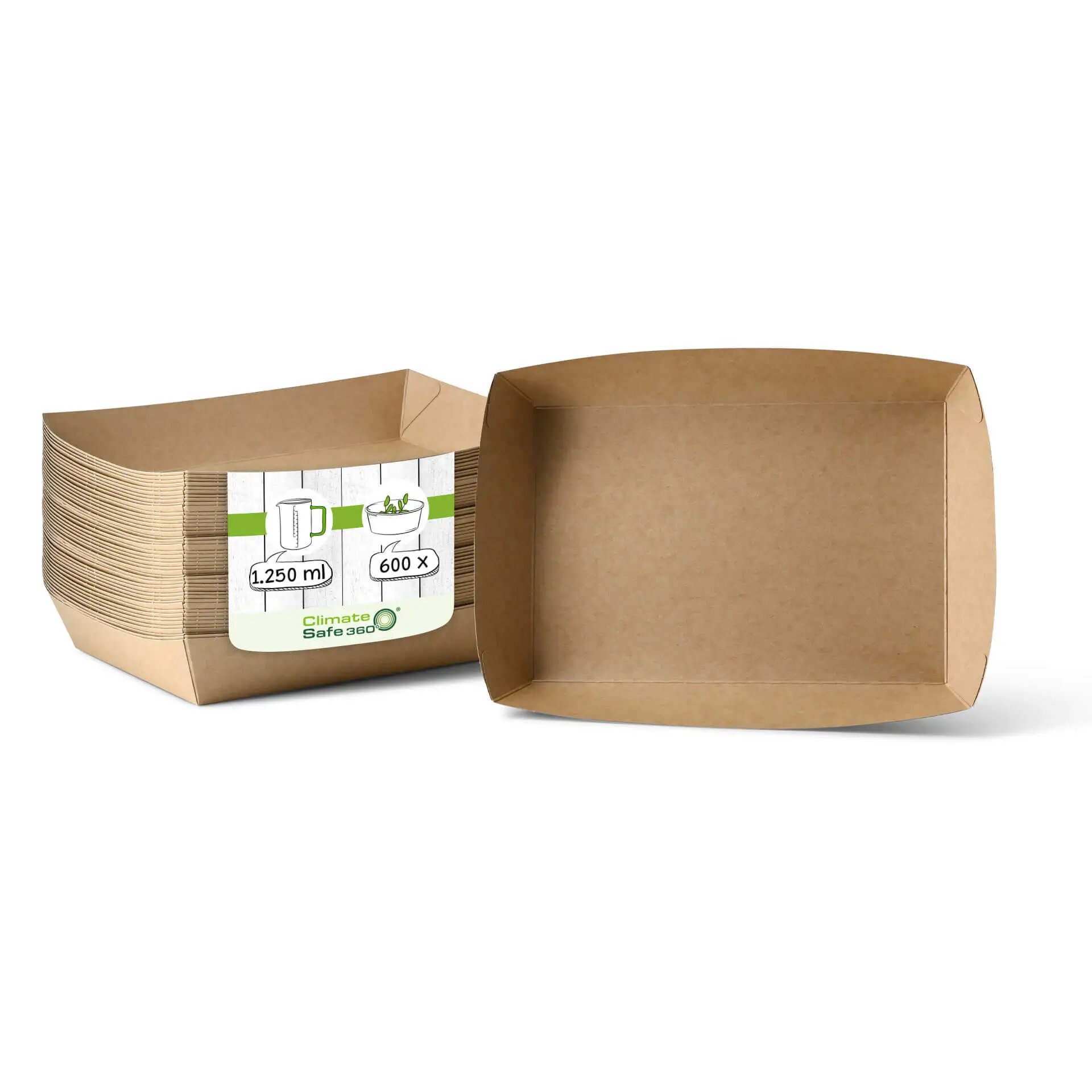 Barquettes en carton 1250 ml, 27 x 20 x 3,5 cm, marron