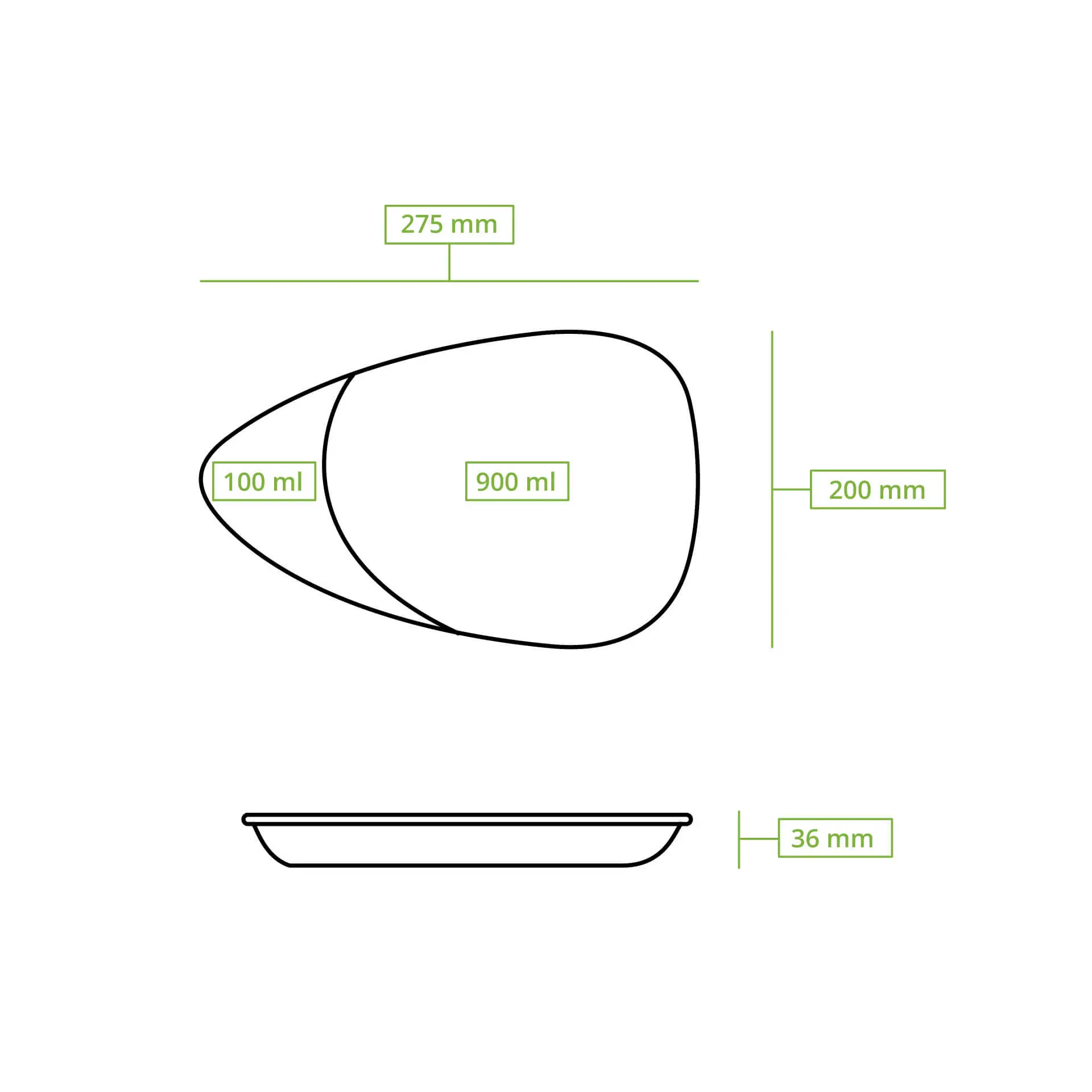 Assiette repas réutilisable « merways Plate » poivre / gris 27,5 x 20 x 3,5 cm, 2 compartiments, ovale