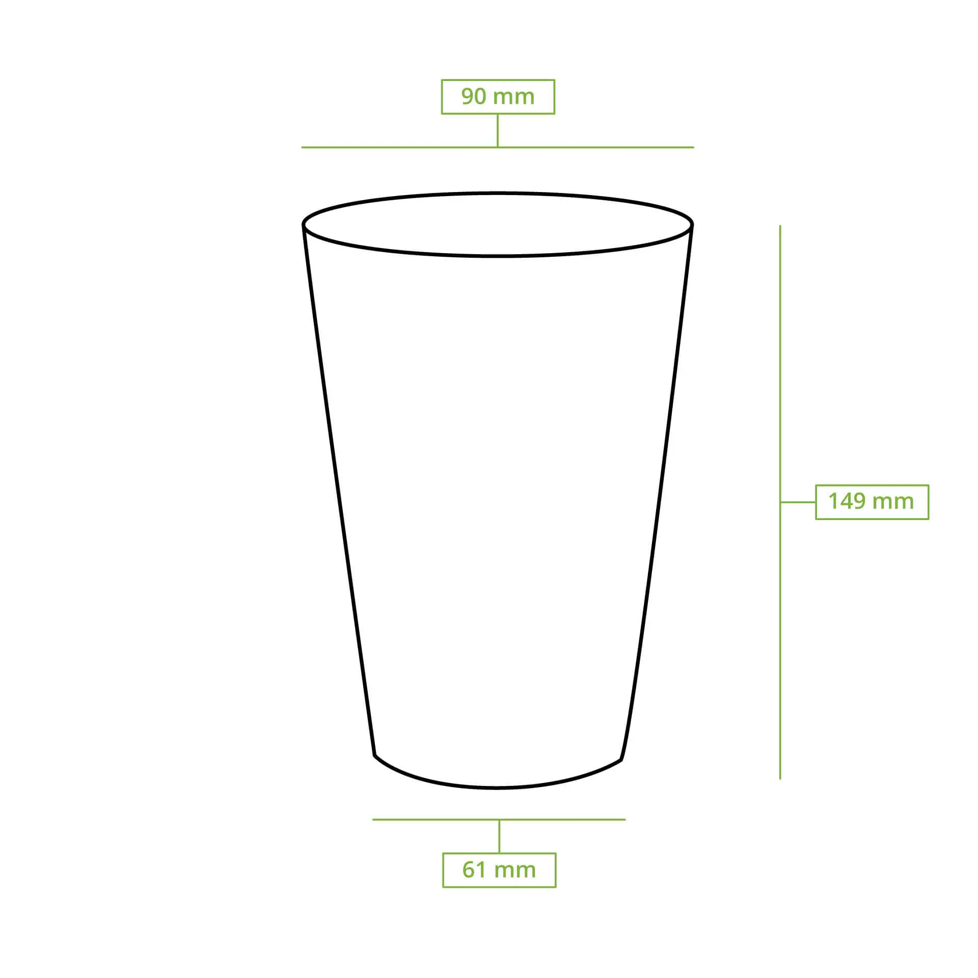 Pappbecher 500 ml / 20 oz, Ø 90 mm, braun