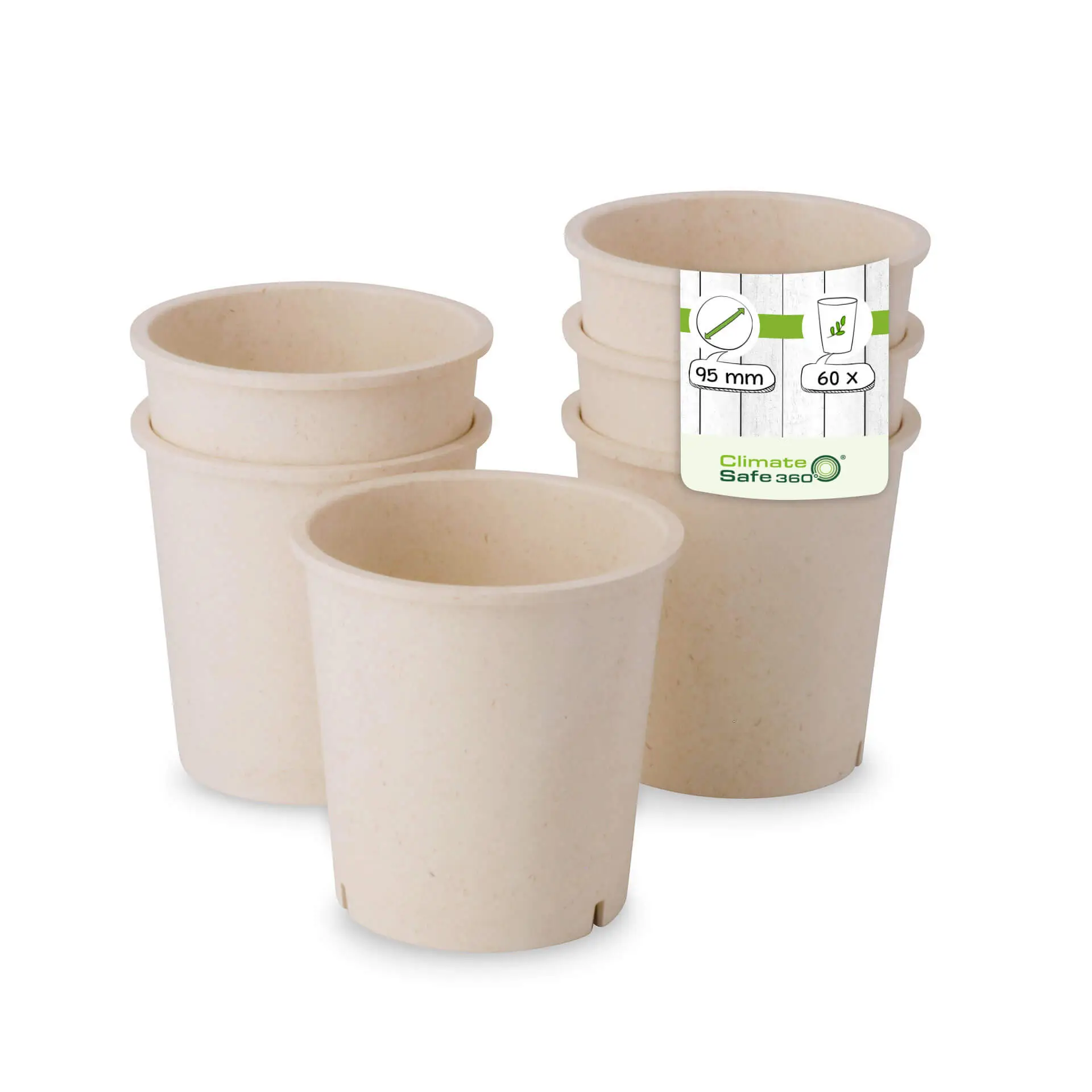 Mehrweg-Becher "merways Cup" 400 ml, Ø 95 mm, Cashew / creme-weiss