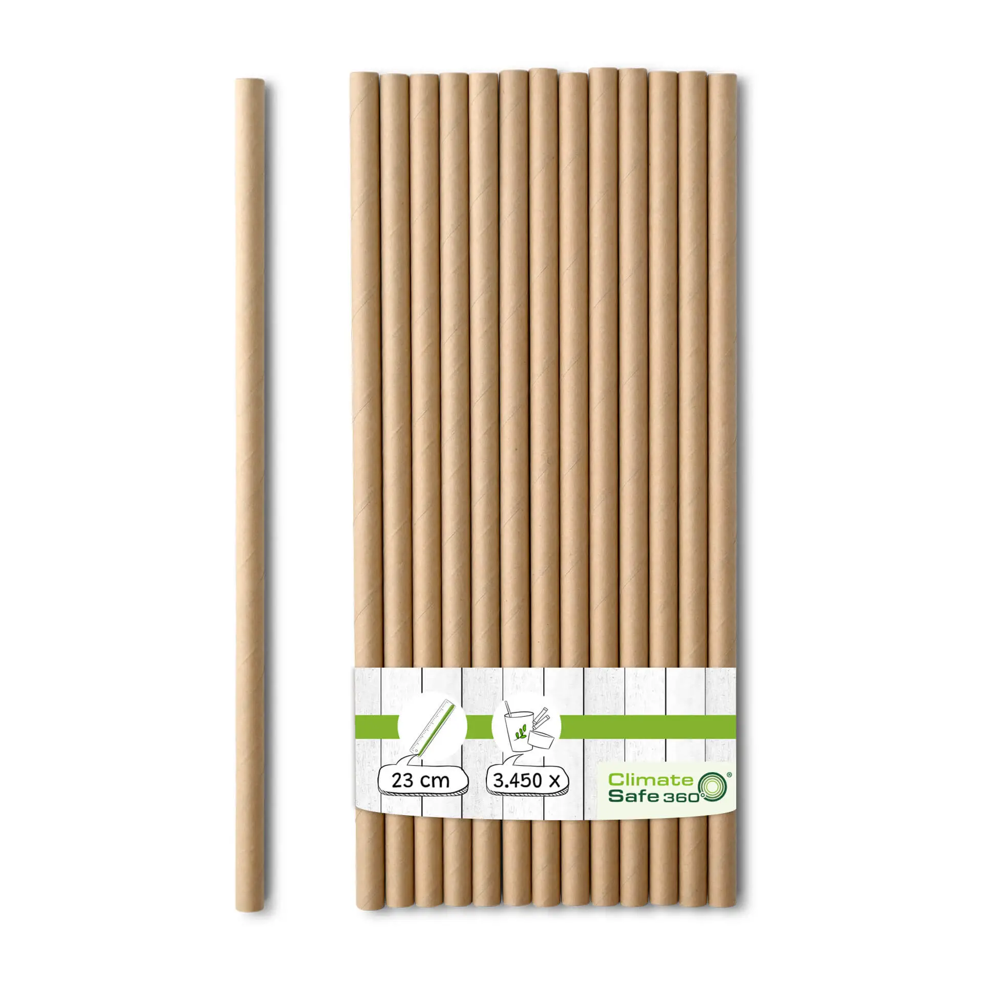 Paille Jumbo en papier brun 23 cm, Ø 0,8 cm