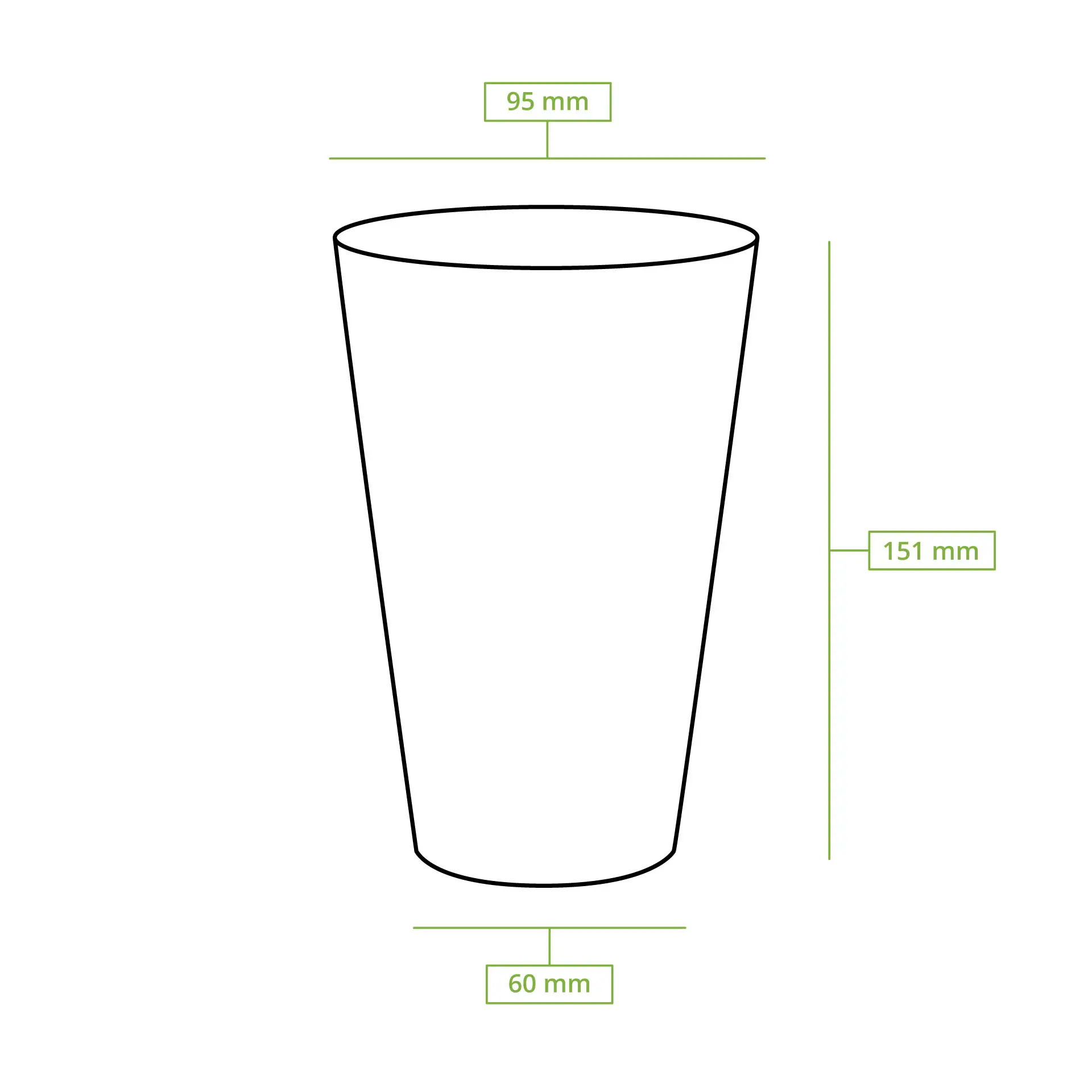 Gobelet plastique, transparent en PLA, 50 cl / 20 oz, Ø 95 mm