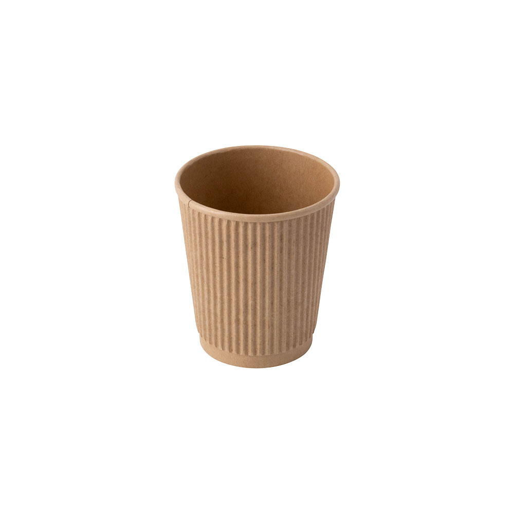 Riffelbecher / Kaffee to go Becher 200 ml / 8 oz, Ø 80 mm, braun