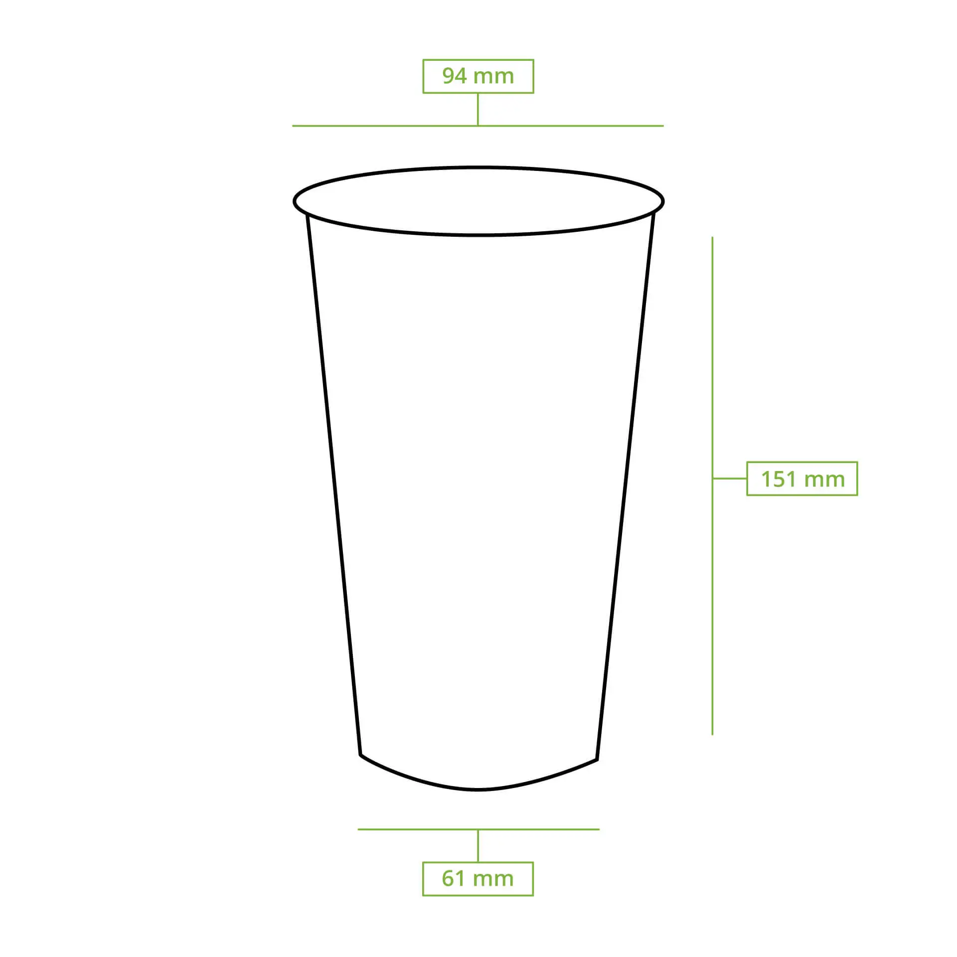 rPET-Klarbecher 500 ml / 20 oz, Ø 95 mm