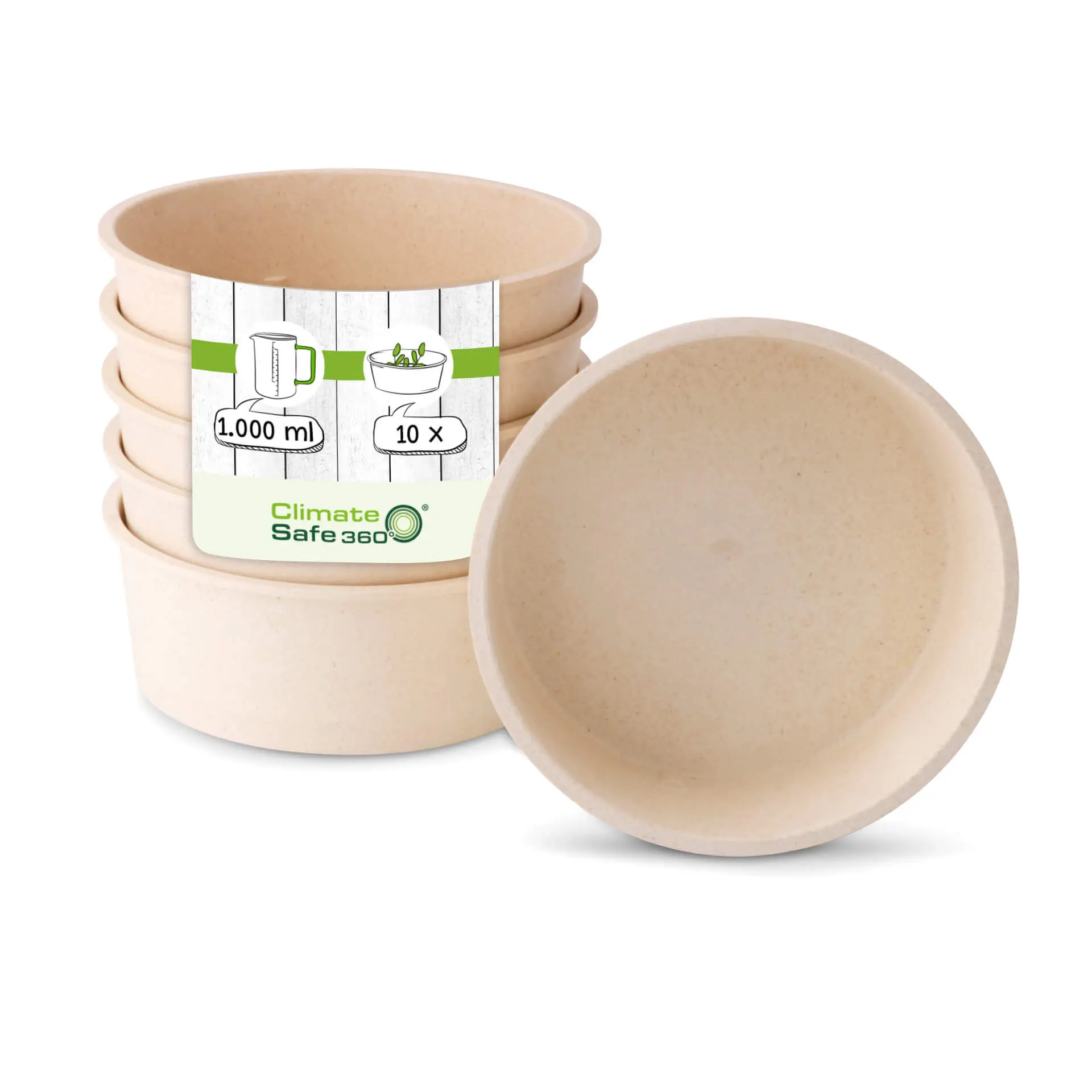 Bol réutilisable "merways Bowl" 1000 ml, Ø 185 mm, cajou / blanc crème