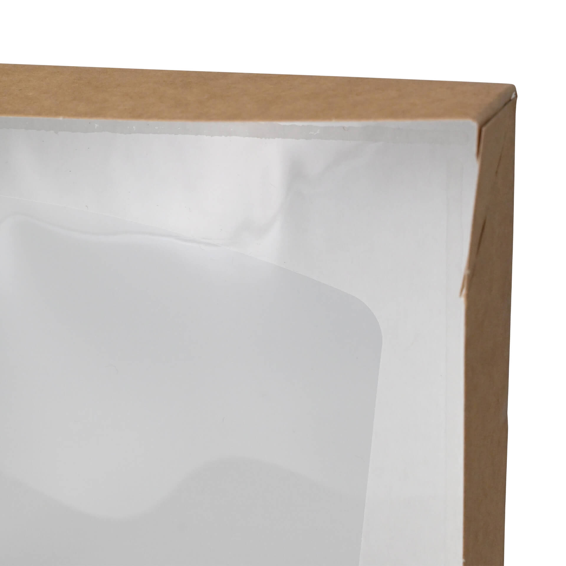 Karton-Sichtfenster-Schachteln 20 x 12 x 4 cm, 900 ml, Zellulose-Fenster, außen braun, innen weiß, faltbar