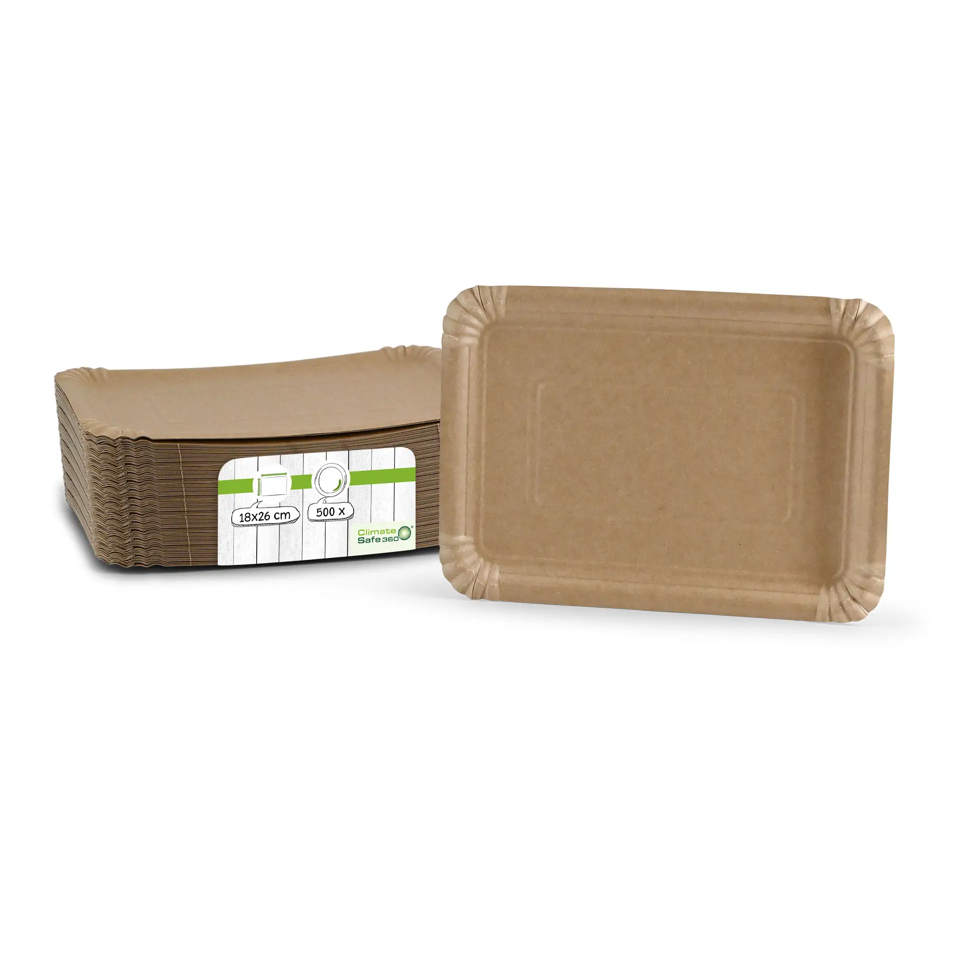 Assiettes en carton 18,5 x 27 cm, marron, rectangulaires