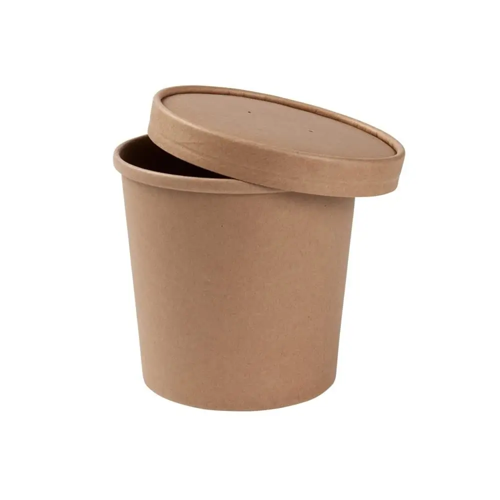 Pot premium en carton kraft brun, 600 ml / 24 oz, Ø 115 mm