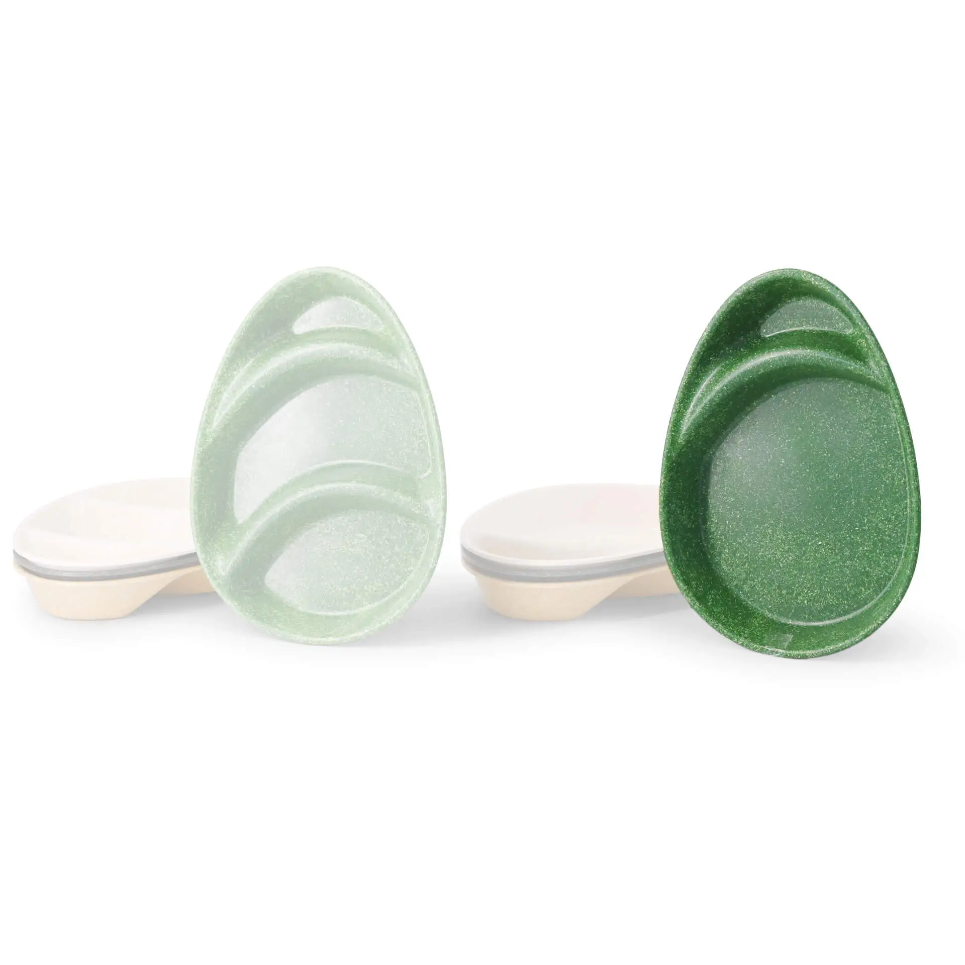 Assiette repas réutilisable "merways Plate" 27,5 x 20 x 3,5 cm, 2 compartiments, ovale, vert foncé