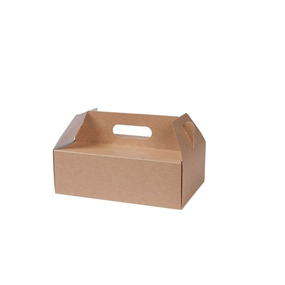 Karton-Gebäckboxen mit Griff L, 26 x 17 x 9 cm, braun, faltbar