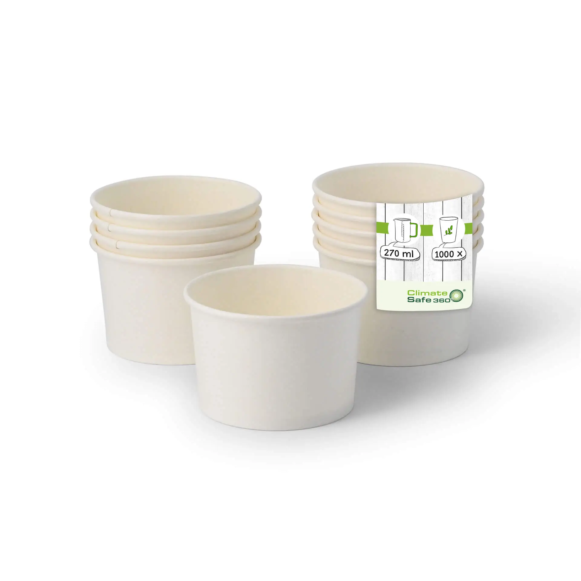 Pot à glace en carton M, 8 oz, max. 9,5 oz, Ø 92 mm, blanc