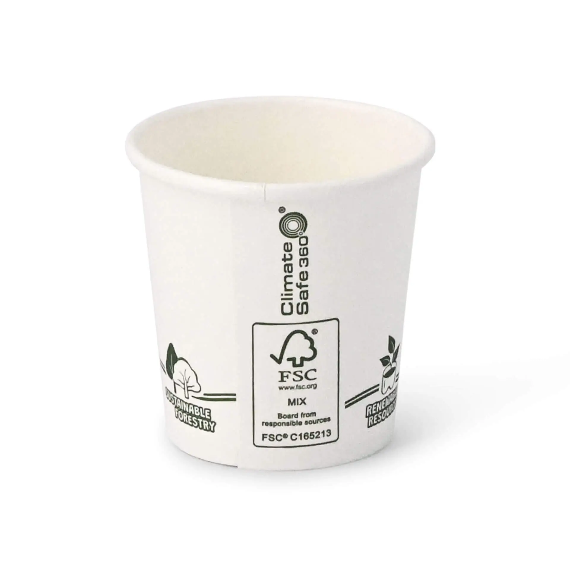 Gobelet en carton blanc, logos EcoUp©, 10 cl / 4 oz, Ø 62 mm