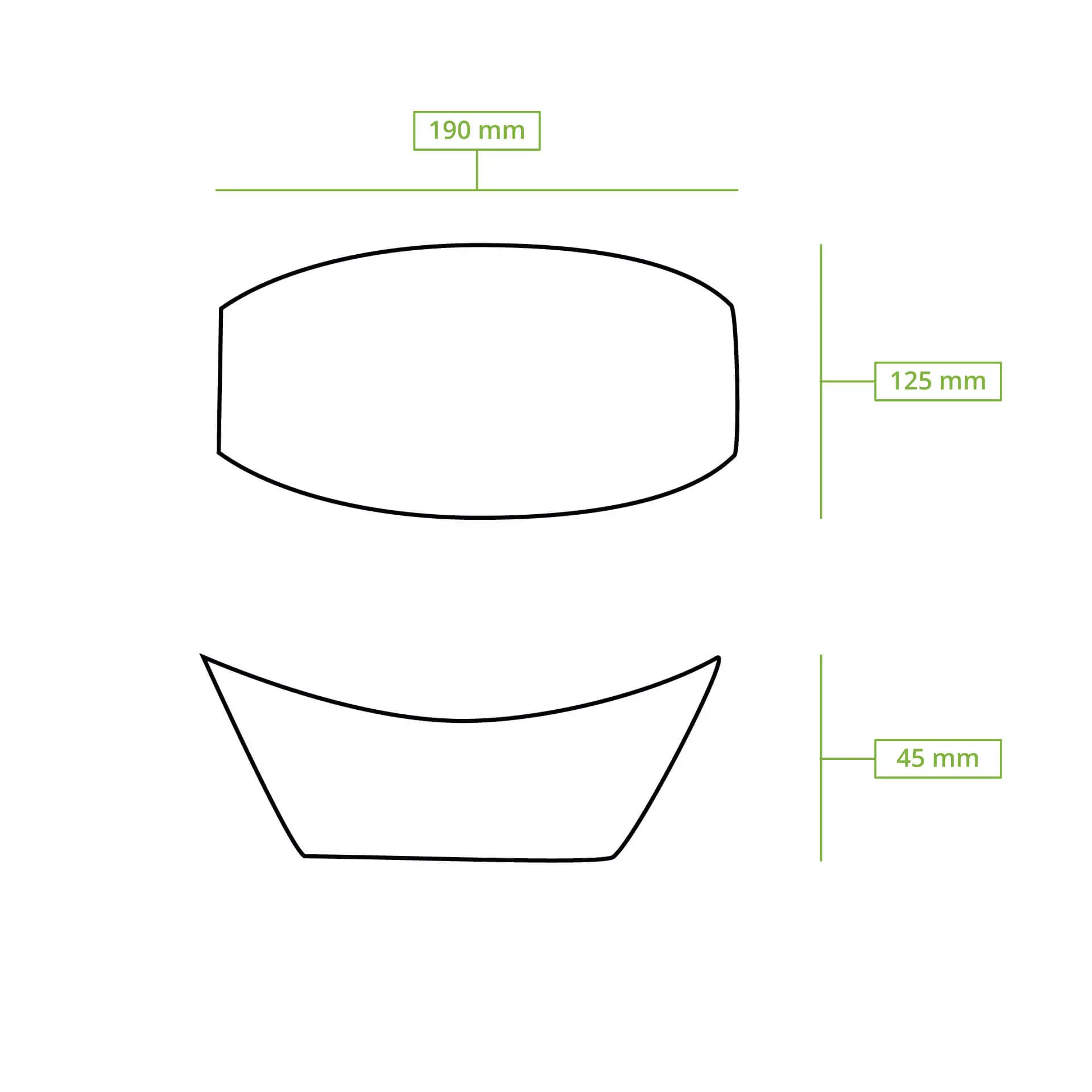 Bateau en carton pour amuses bouches, 500 ml, 20,5 x 14 x 3 cm