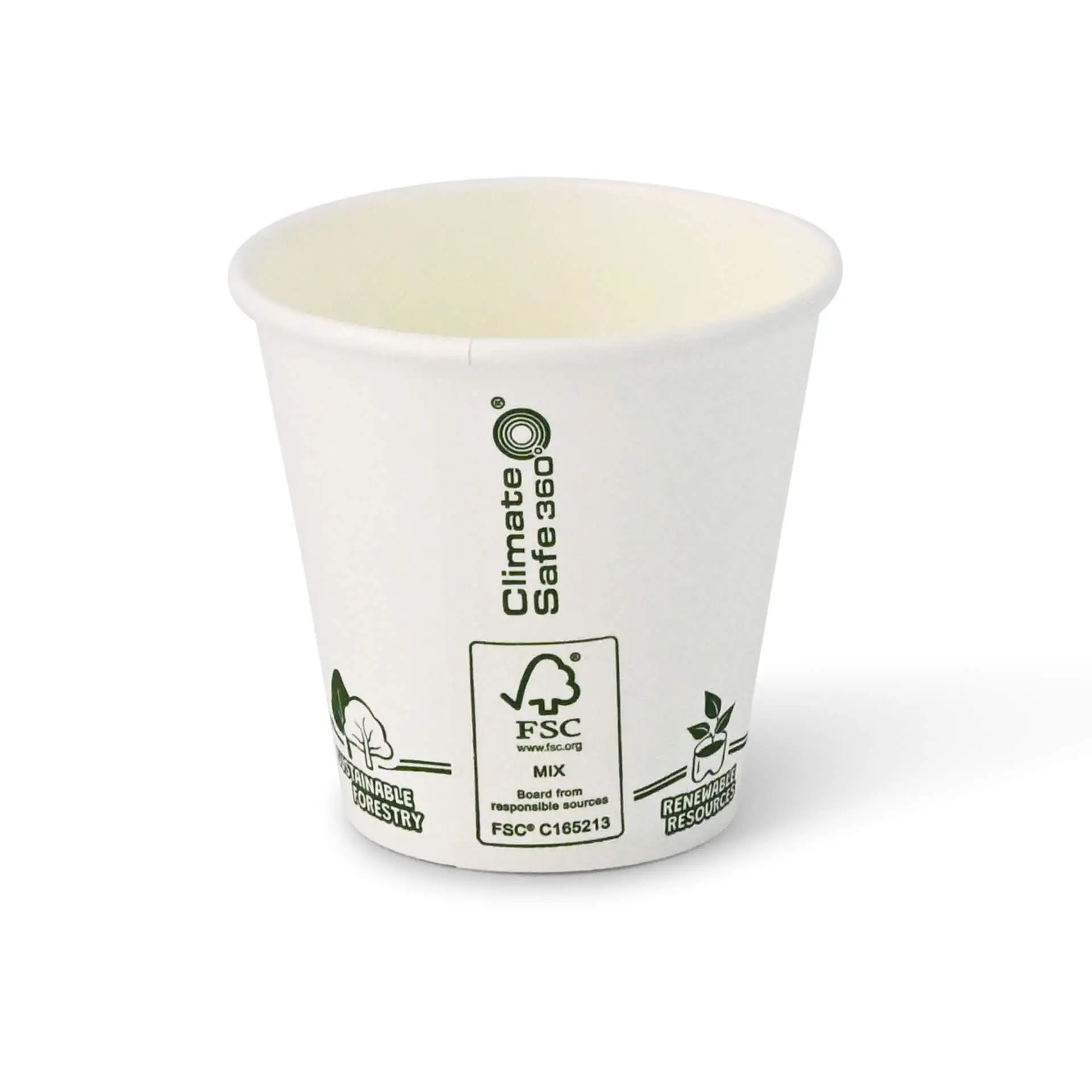 Gobelet en carton blanc, logos EcoUp©, 15 cl / 6 oz, Ø 80 mm