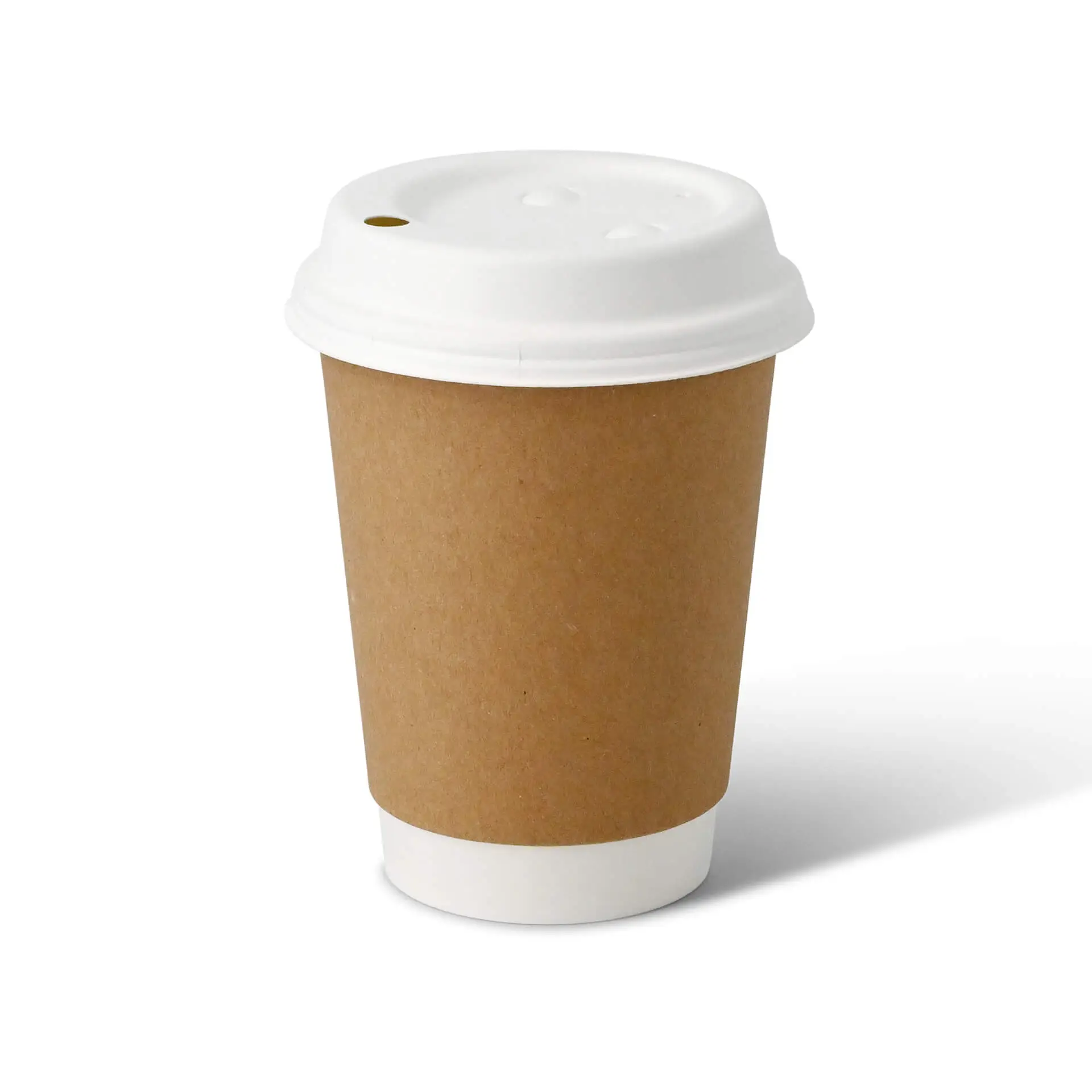 Coffee to go Becher aus Pappe (beschichtet) doppelwandig, 300 ml / 12 oz, Ø 90 mm, braun, innen weiss