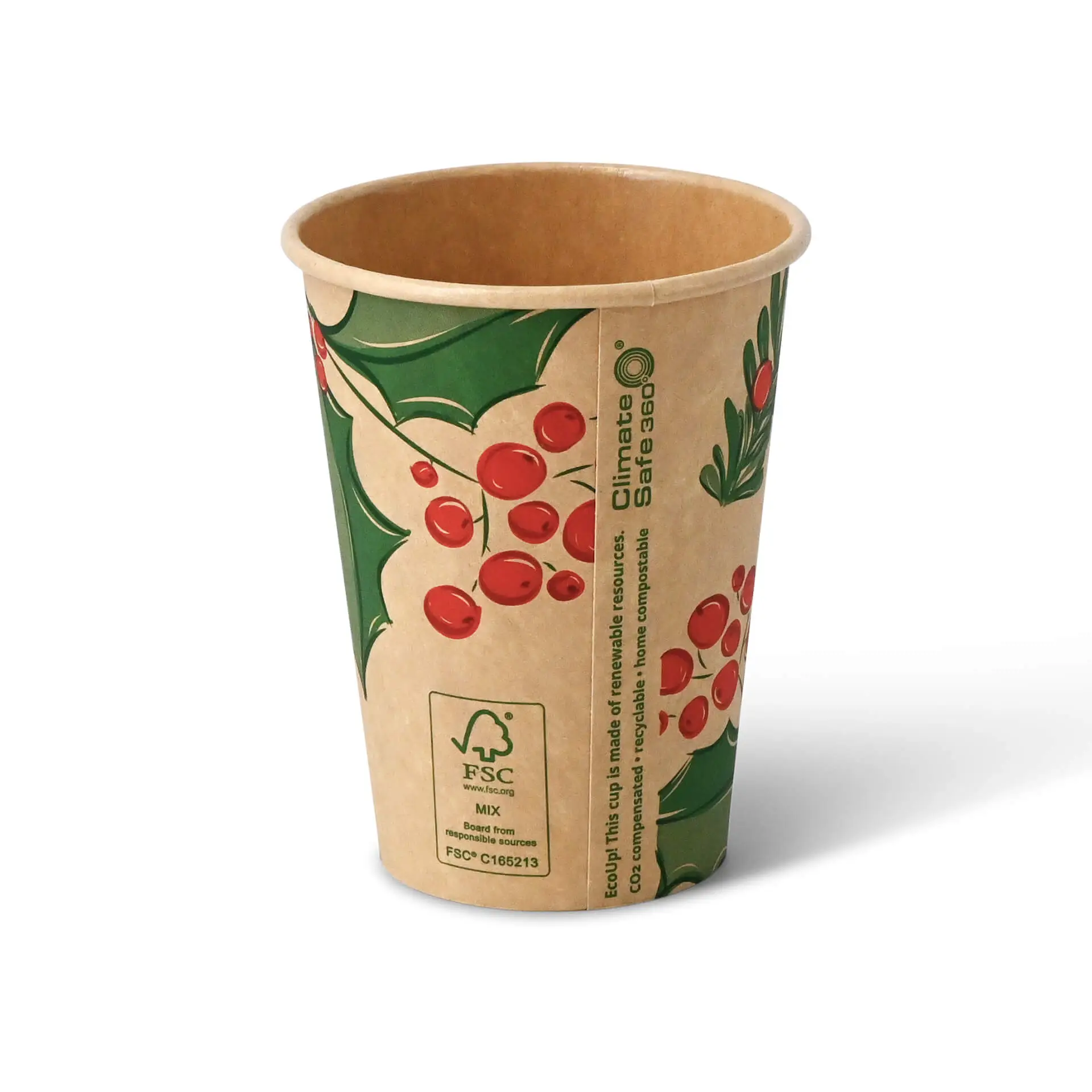 Gobelet en carton hiver non blanchi "Branches" 300 ml / 12 oz, Ø 90 mm