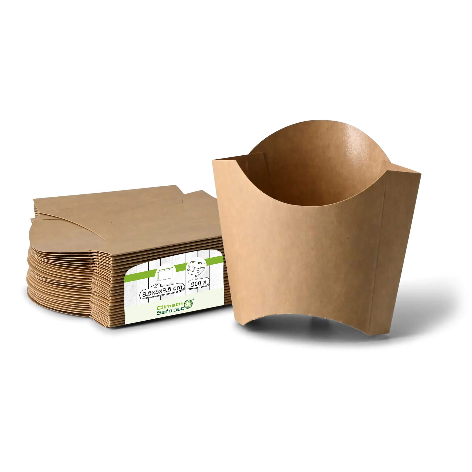 Barquette carton pour frites 8,5 x 5 x  9,5 cm, brun