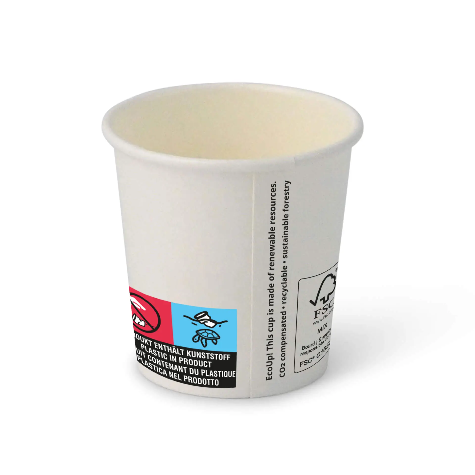 Gobelet en carton (revêtu de PE) 10 cl / 4 oz, Ø 62 mm, blanc