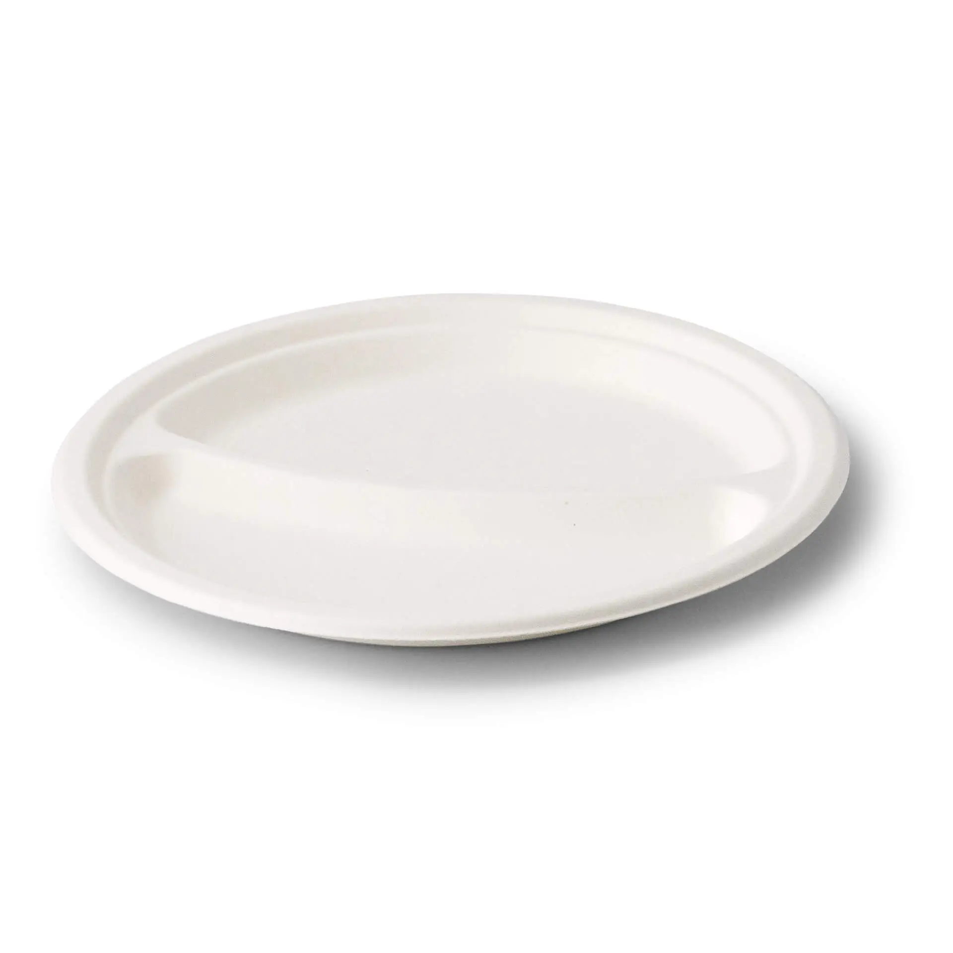 Assiette en canne à sucre Ø 22 cm, 2 compartiments, ronde