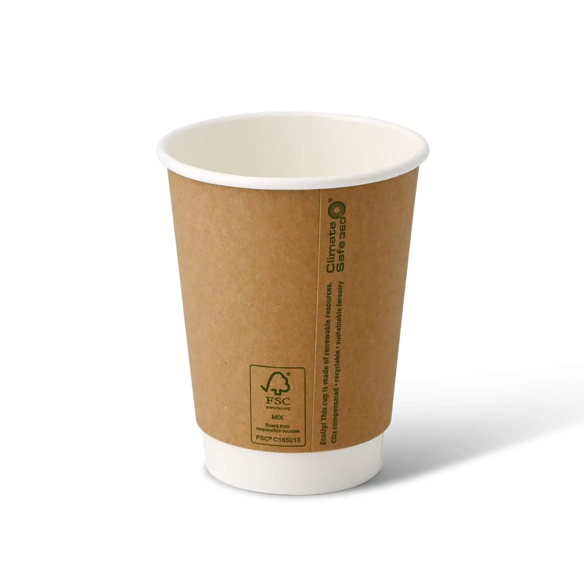 Coffee to go Becher aus Pappe, doppelwandig, 300 ml / 12 oz, Ø 90 mm, braun