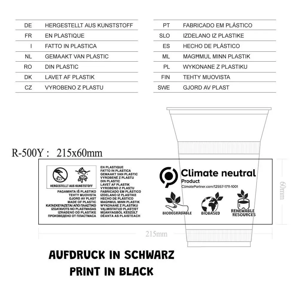 Smoothie Becher aus PLA 400 ml / 16 oz, Ø 96 mm