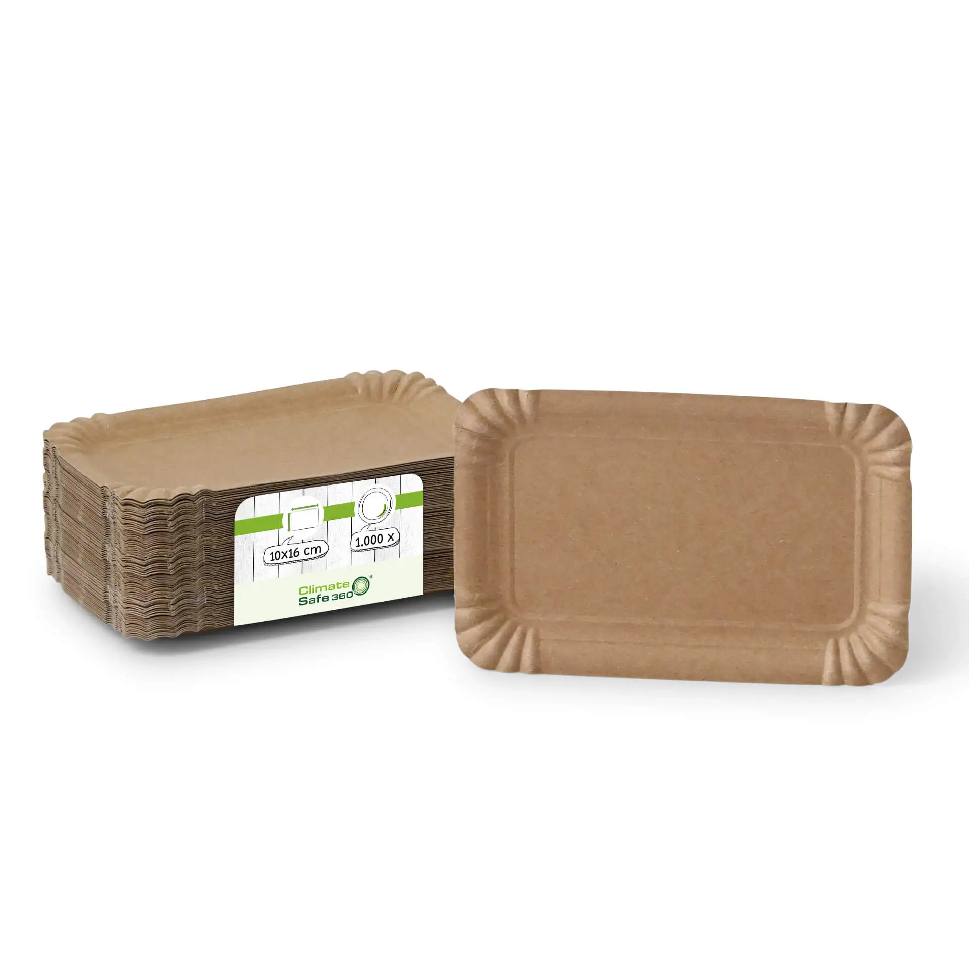 Assiettes en carton 10 x 16 cm, brun, rectangulaires