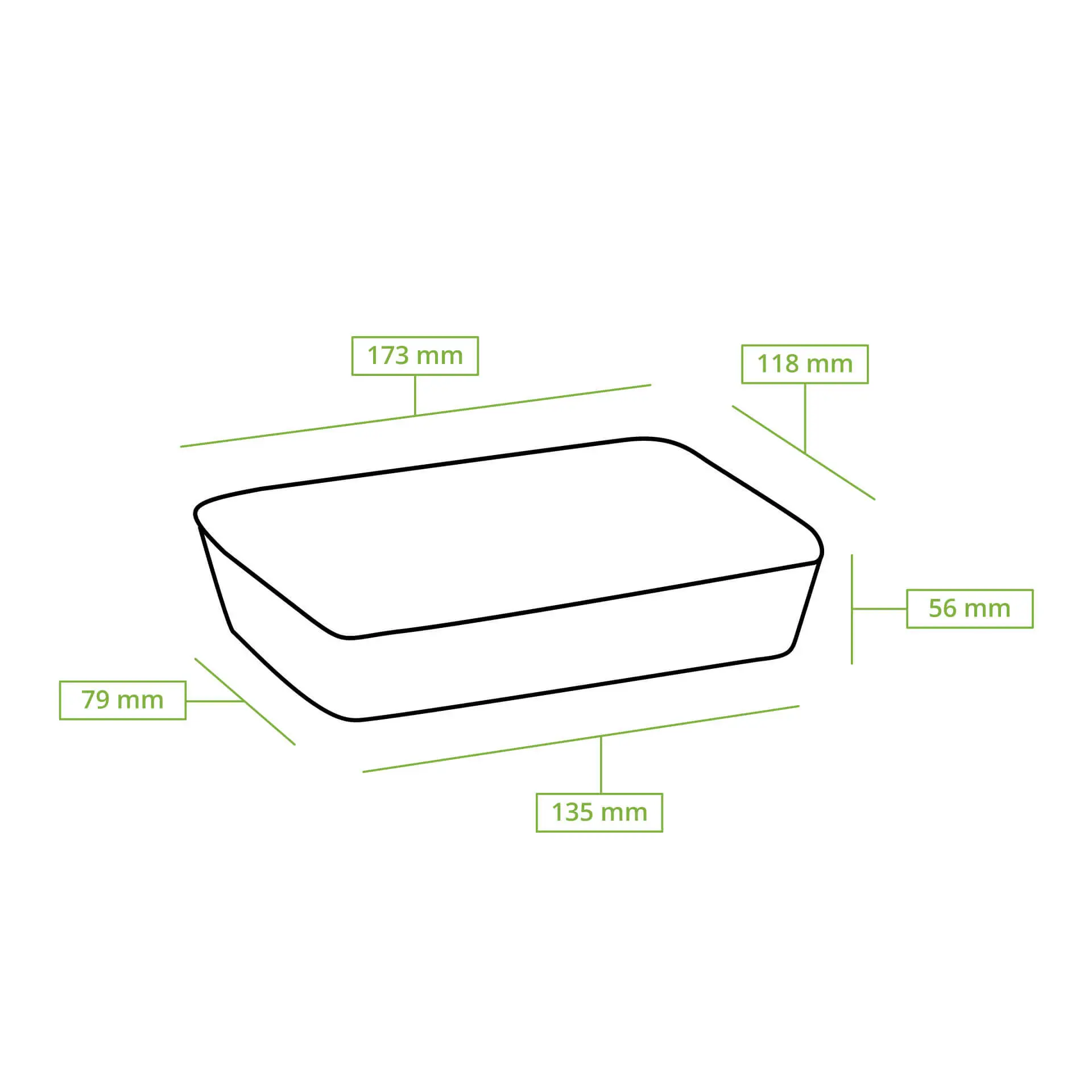 Zuckerrohr Schalen 17 x 12 x 6 cm, 650 ml, rechteckig