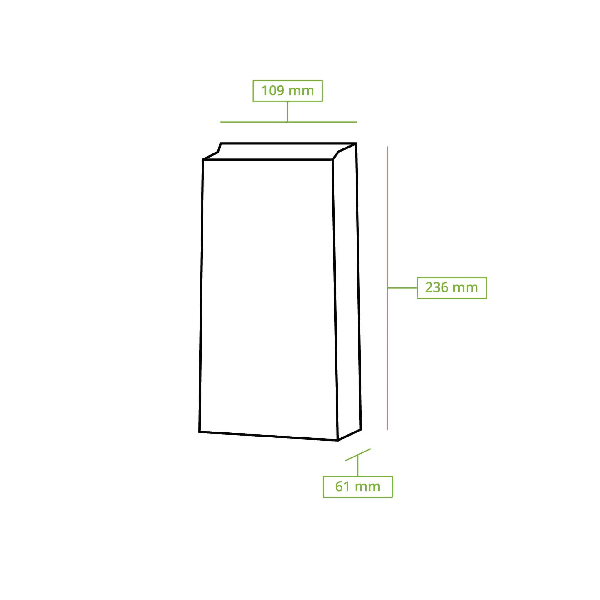 Blockbeutel m. PLA-Fenster M, 11 x 6 x 23,5 cm, braun, Kraftpapier