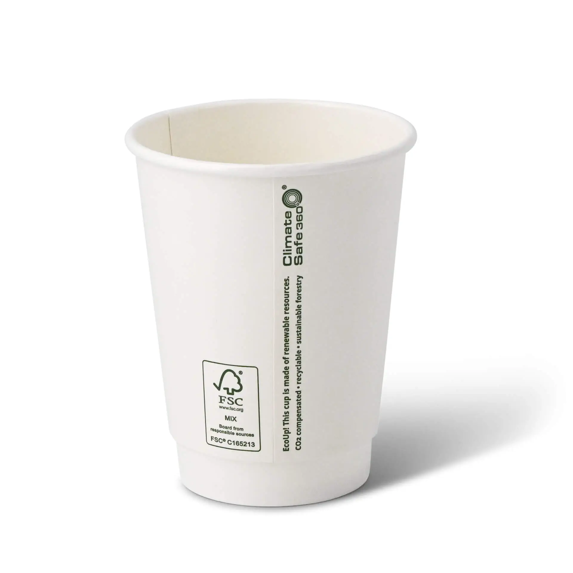 Kaffee to go Becher aus Pappe, doppelwandig, 300 ml / 12 oz, Ø 90 mm, weiss