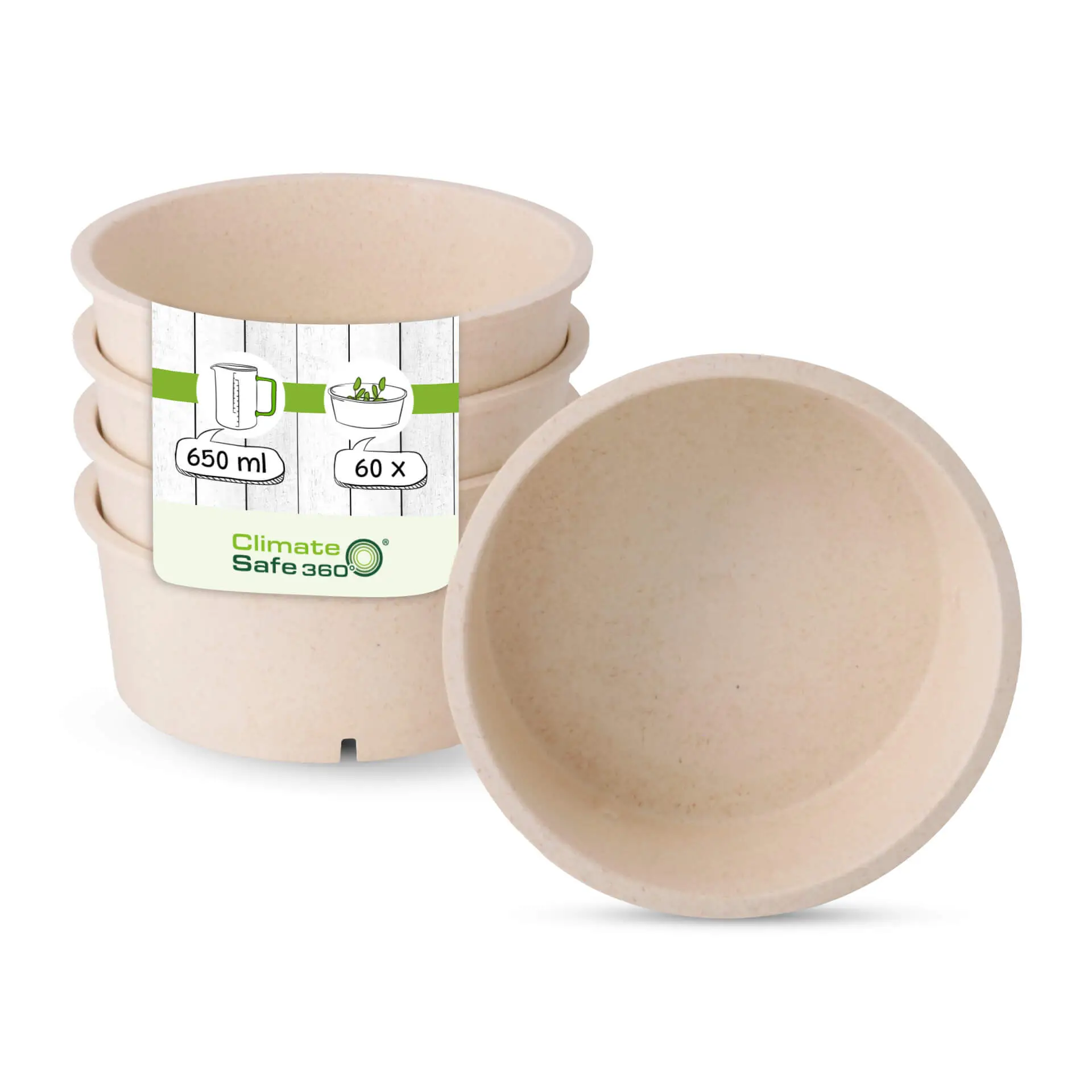 Mehrweg-Schalen "merways Bowl" 650 ml, Ø 150 mm, Cashew / creme-weiss