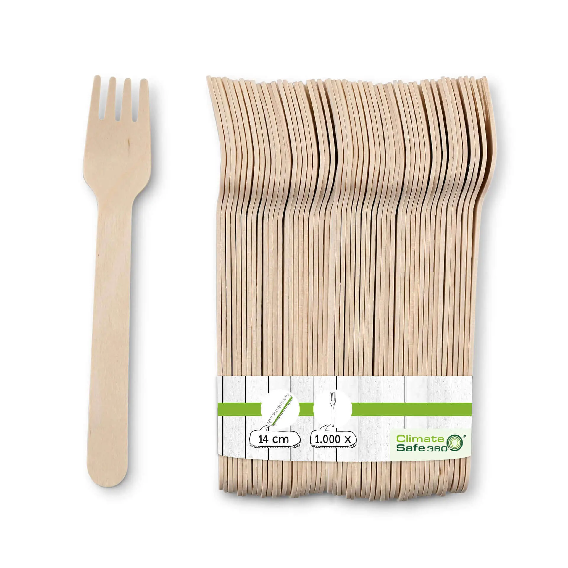 Fourchette à gâteau en bois 14 cm, revêtement bio