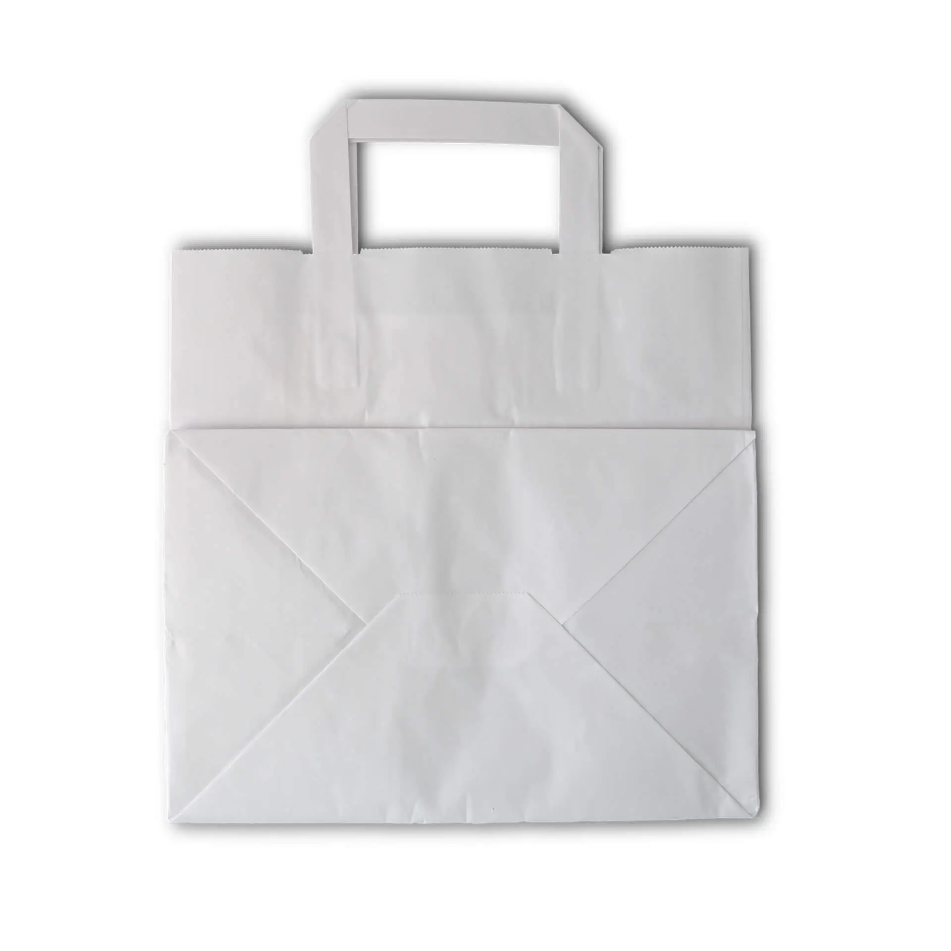 Tragetaschen aus Kraftpapier L, 26 x 17 x 25 cm, weiss, breiter Boden