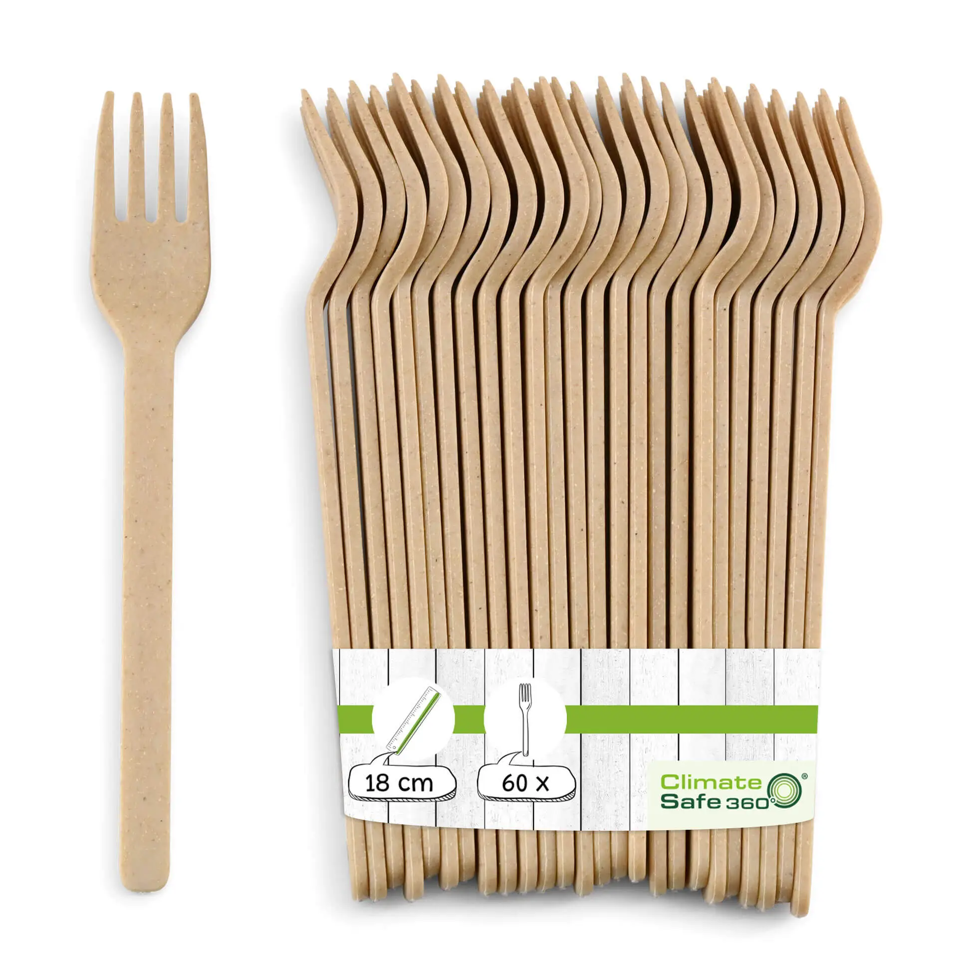 Fourchettes réutilisables "merways Cutlery" 18 cm, naturel