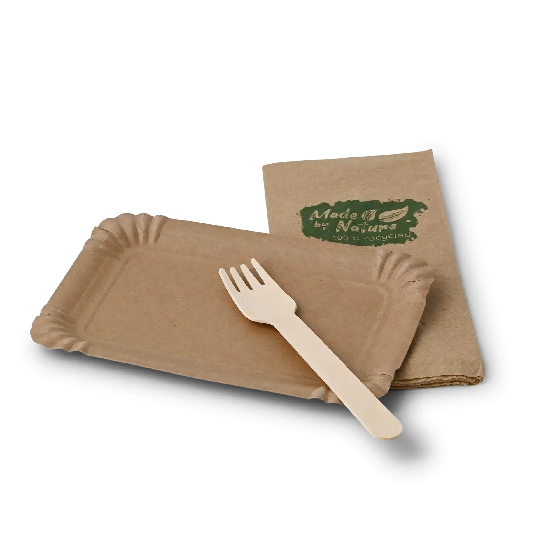 Assiettes en carton 10 x 16 cm, brun, rectangulaires