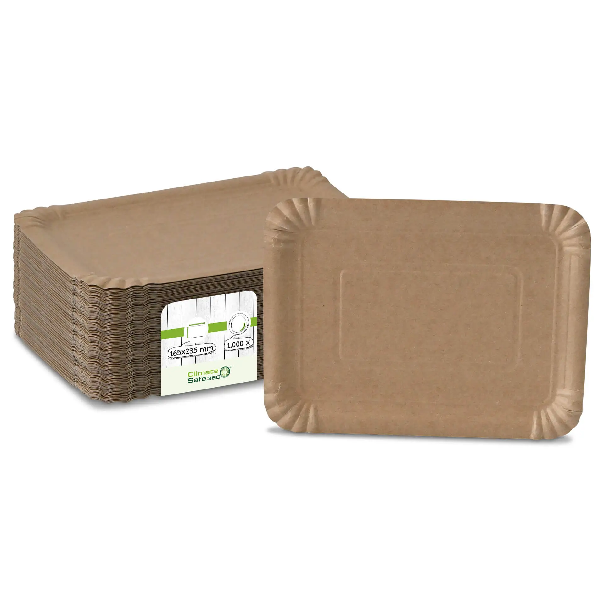 Assiettes en carton 17 x 23 cm, marron, rectangulaires