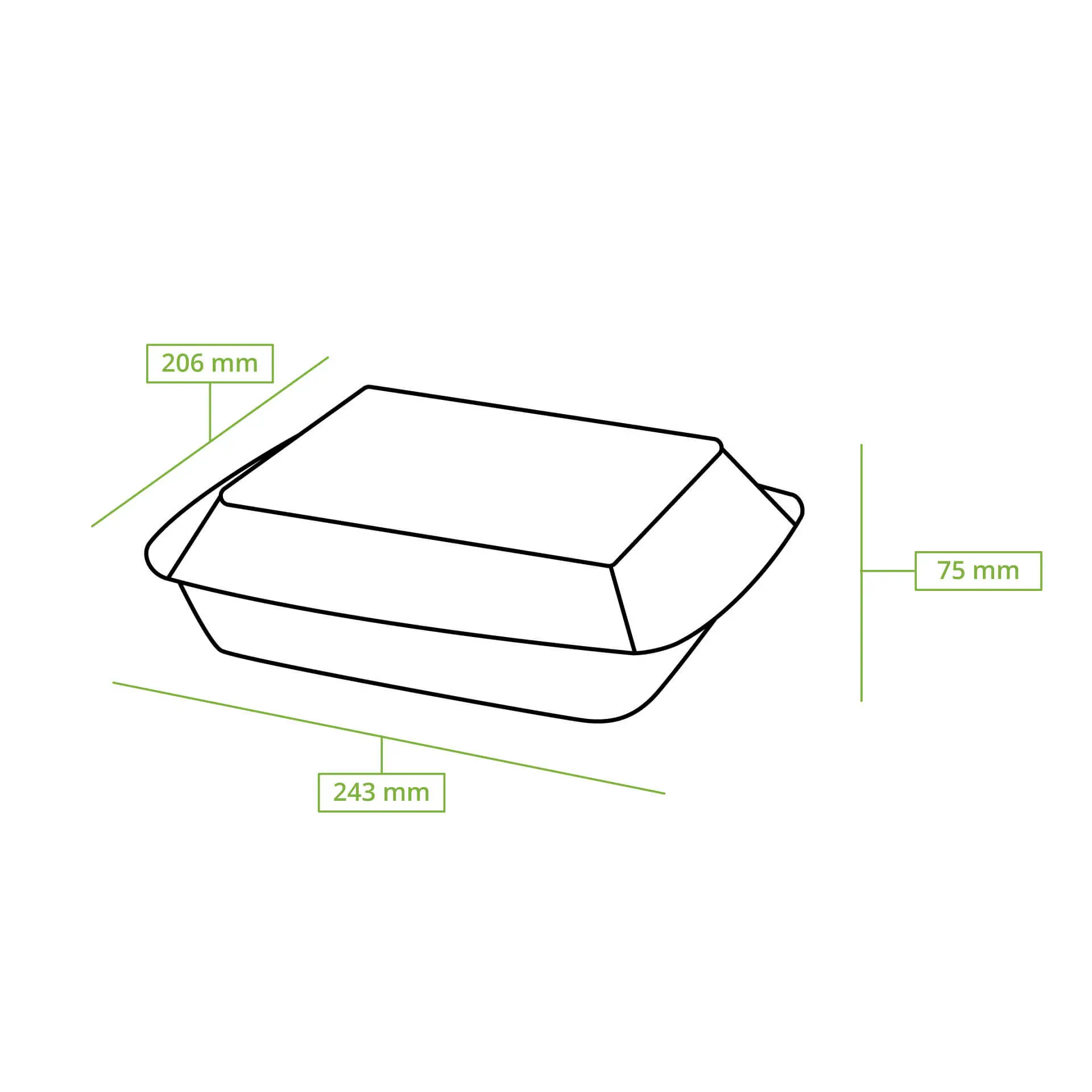 Menüboxen aus Zuckerrohr 25 x 20 x 7,5 cm, 3 Kammern, HP4/3, rechteckig