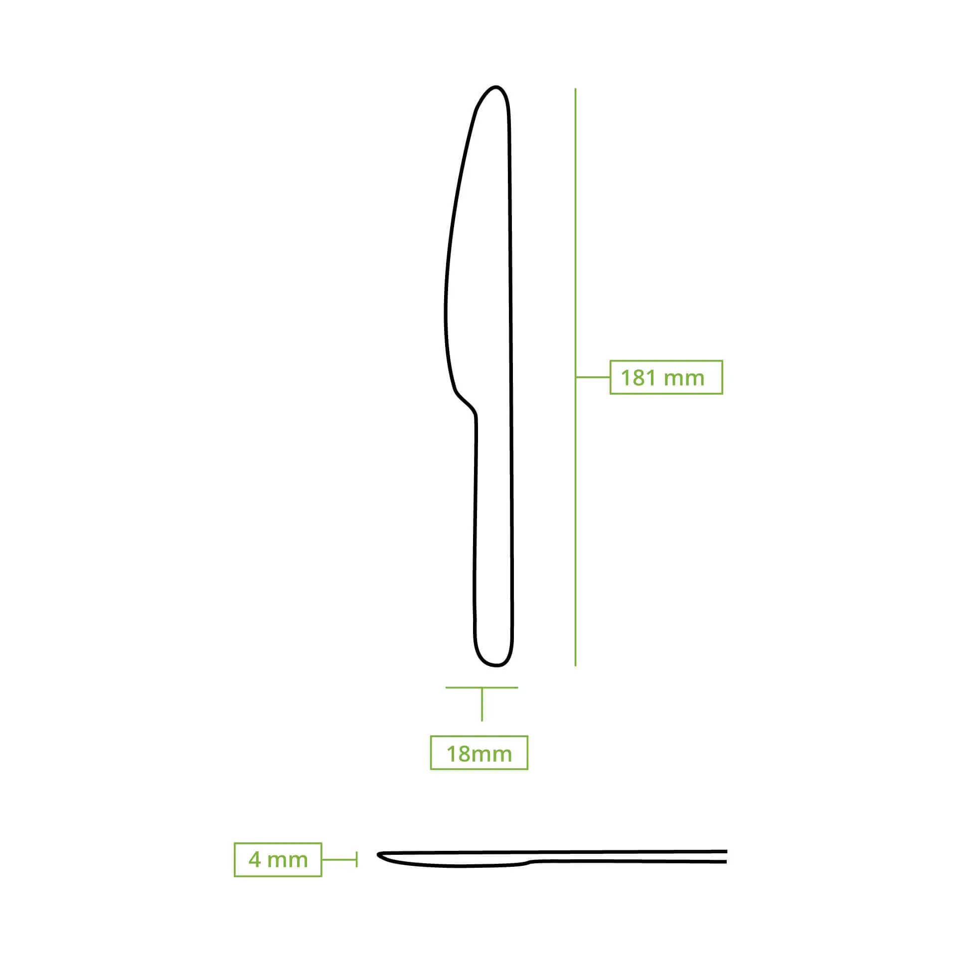 Mehrweg Messer "merways Cutlery" 18 cm, natur