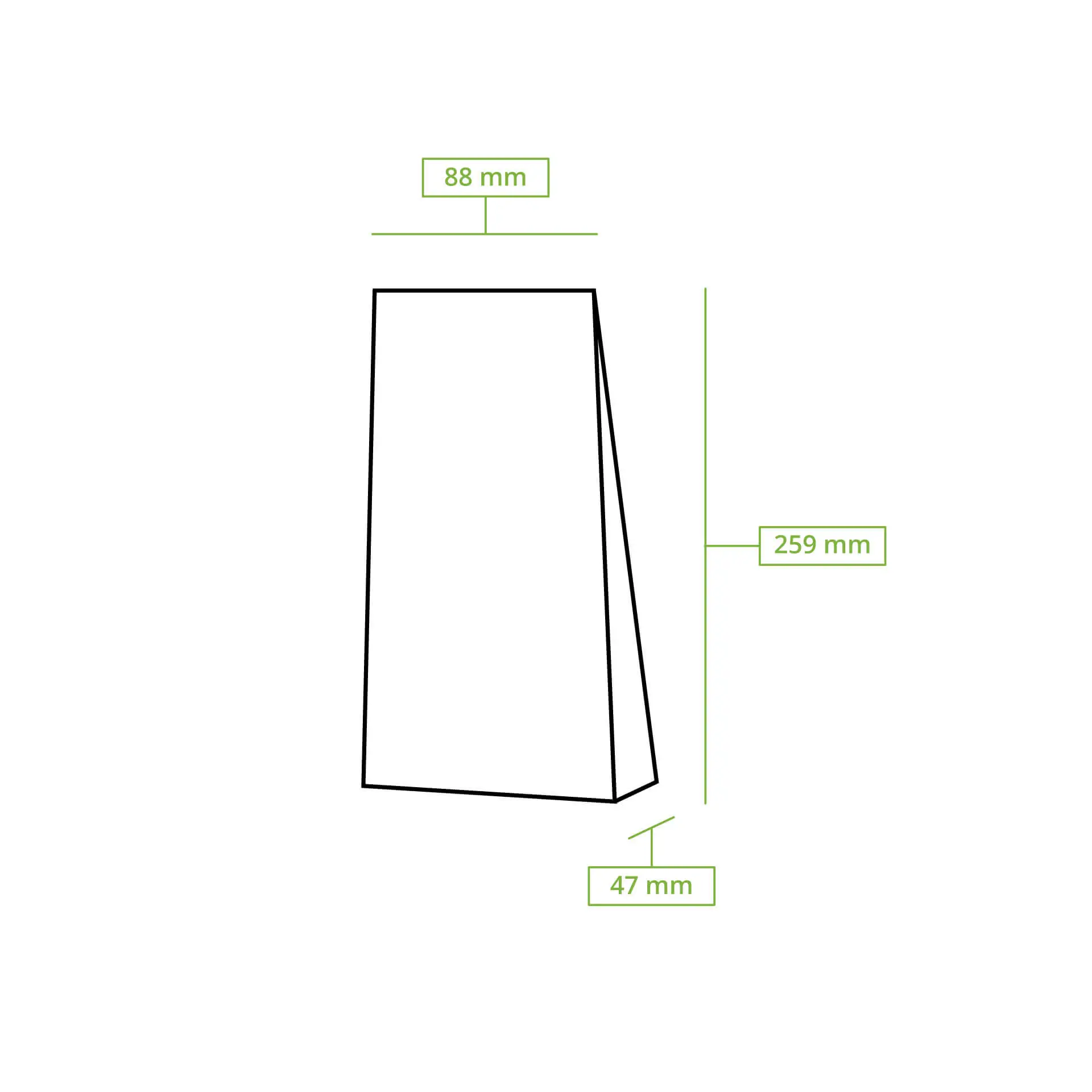 Blockbeutel m. Fenster S, 8,8 x 4,7 x 26 cm, PLA-Folie, braun, Clipband, Kraftpapier