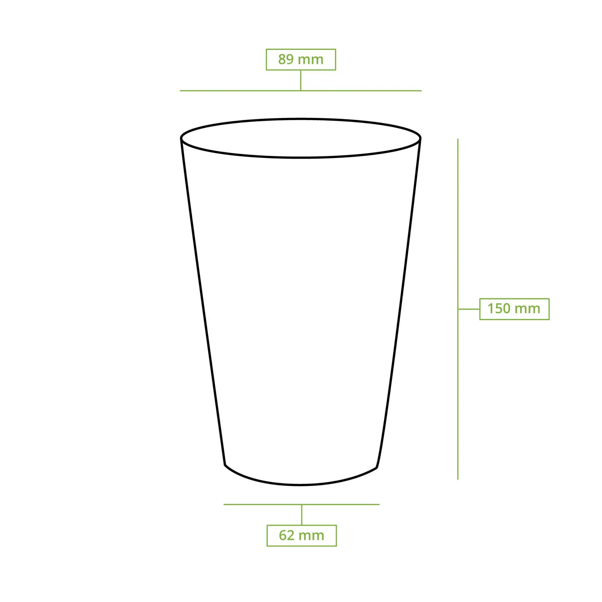 Pappbecher (beschichtet) 500 ml / 20 oz, Ø 90 mm, weiss