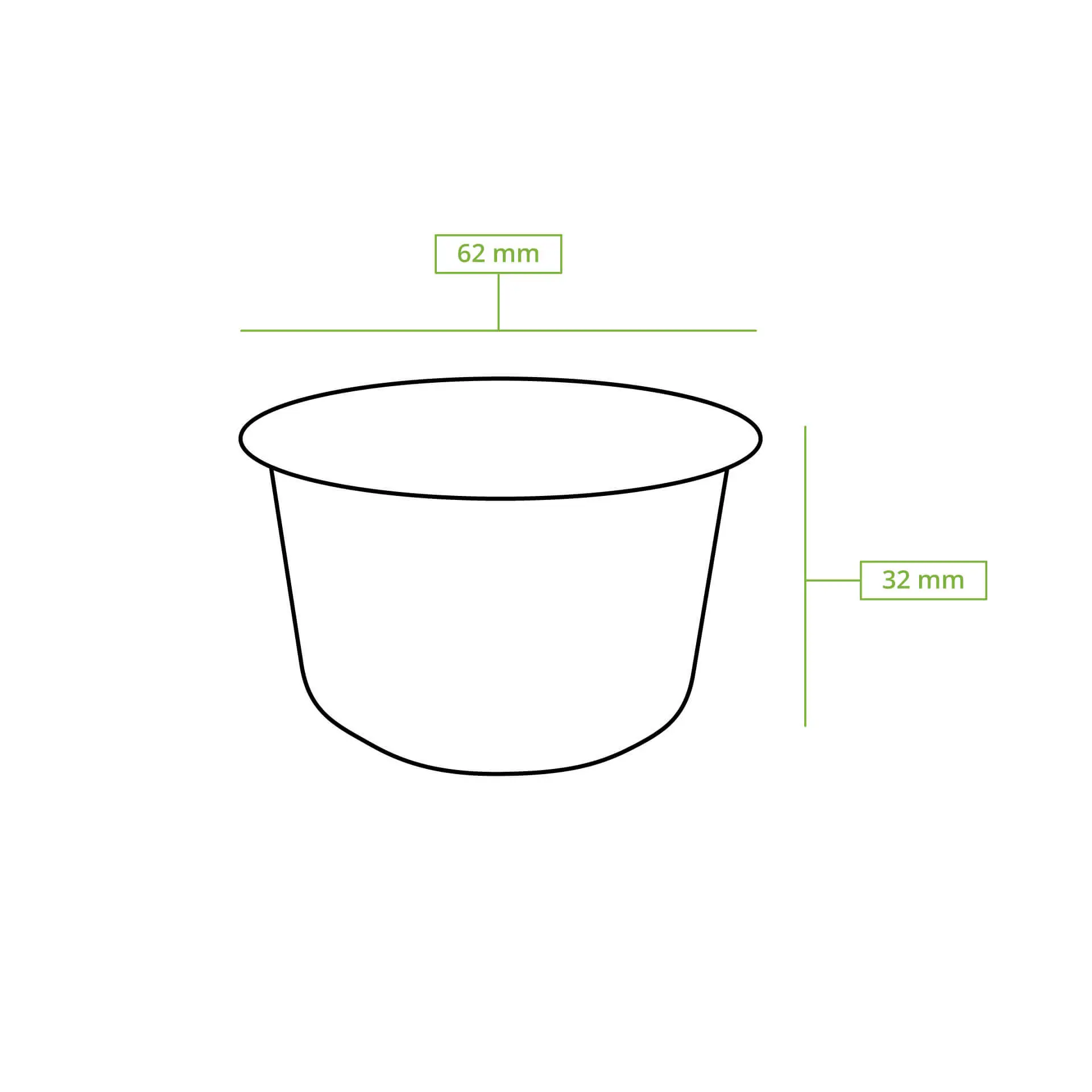 Becher aus Zuckerrohr, 50 ml, Ø 62 mm, rund