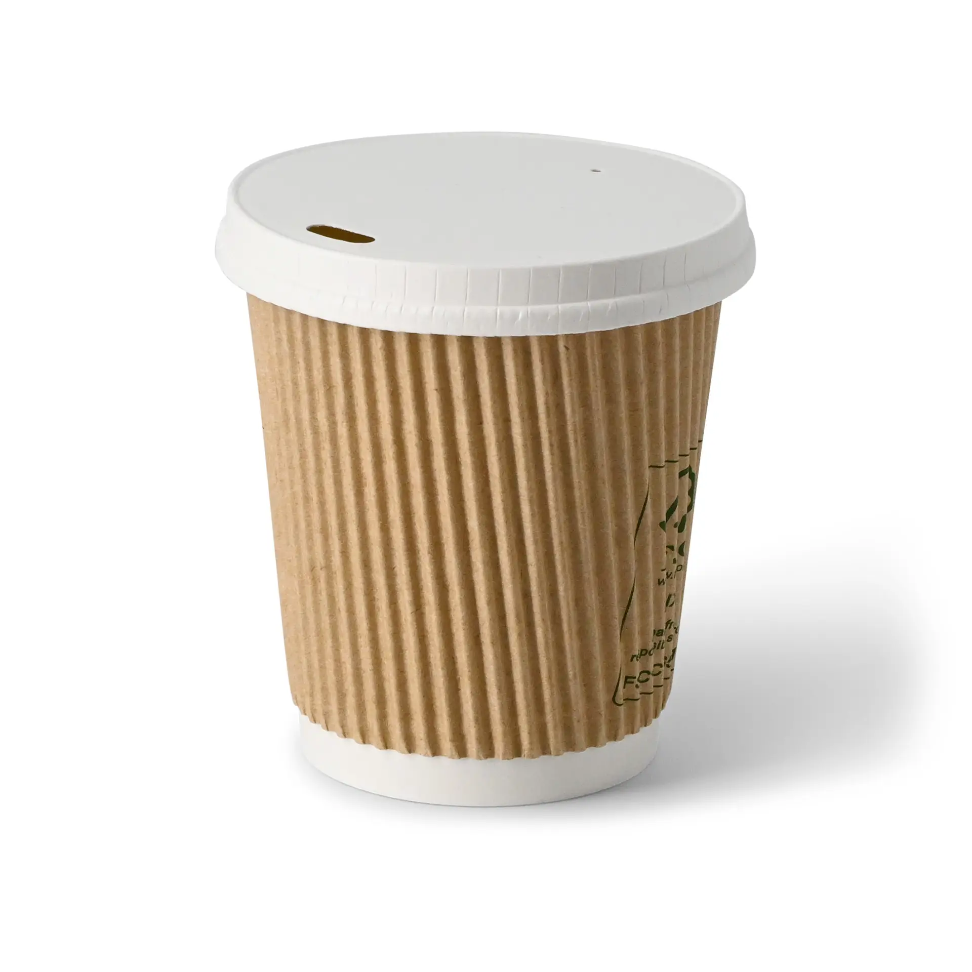 Riffelbecher / Coffee to go Becher 200 ml / 8 oz, Ø 80 mm, braun, innen weiss