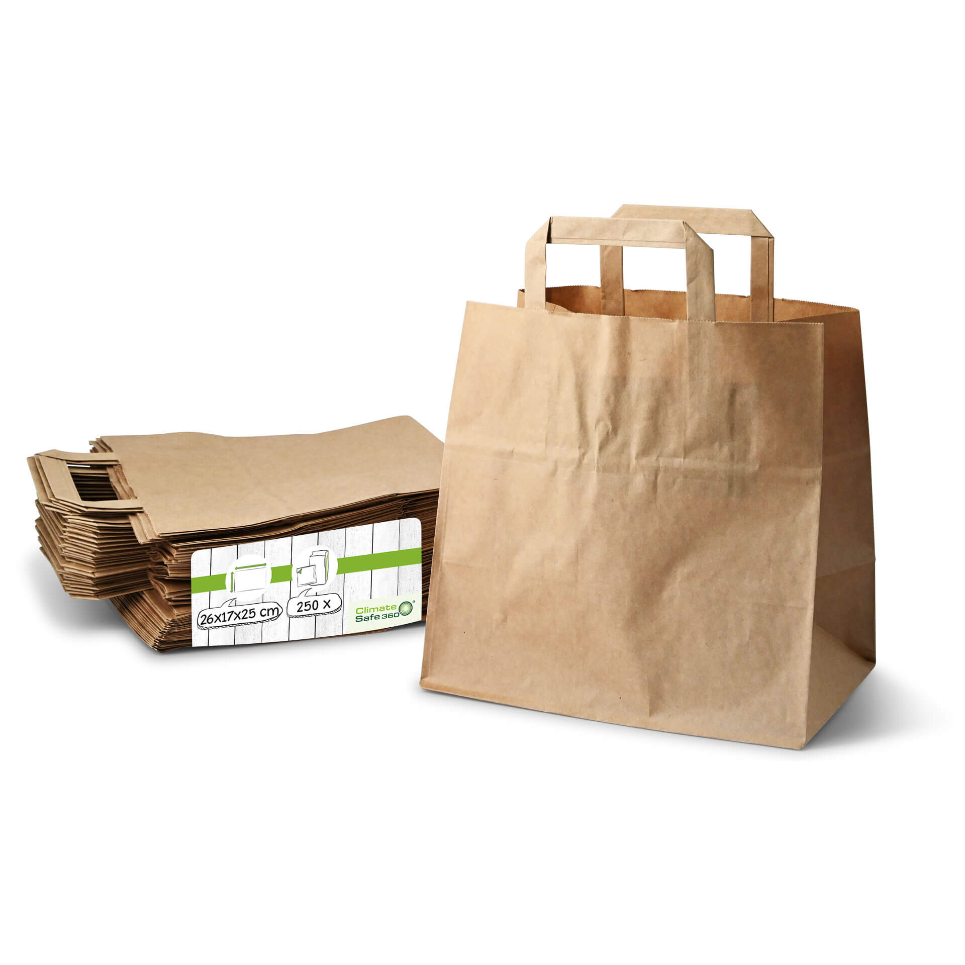Recycling paper-carrier bags L, 26 x 17 x 25 cm, kraft