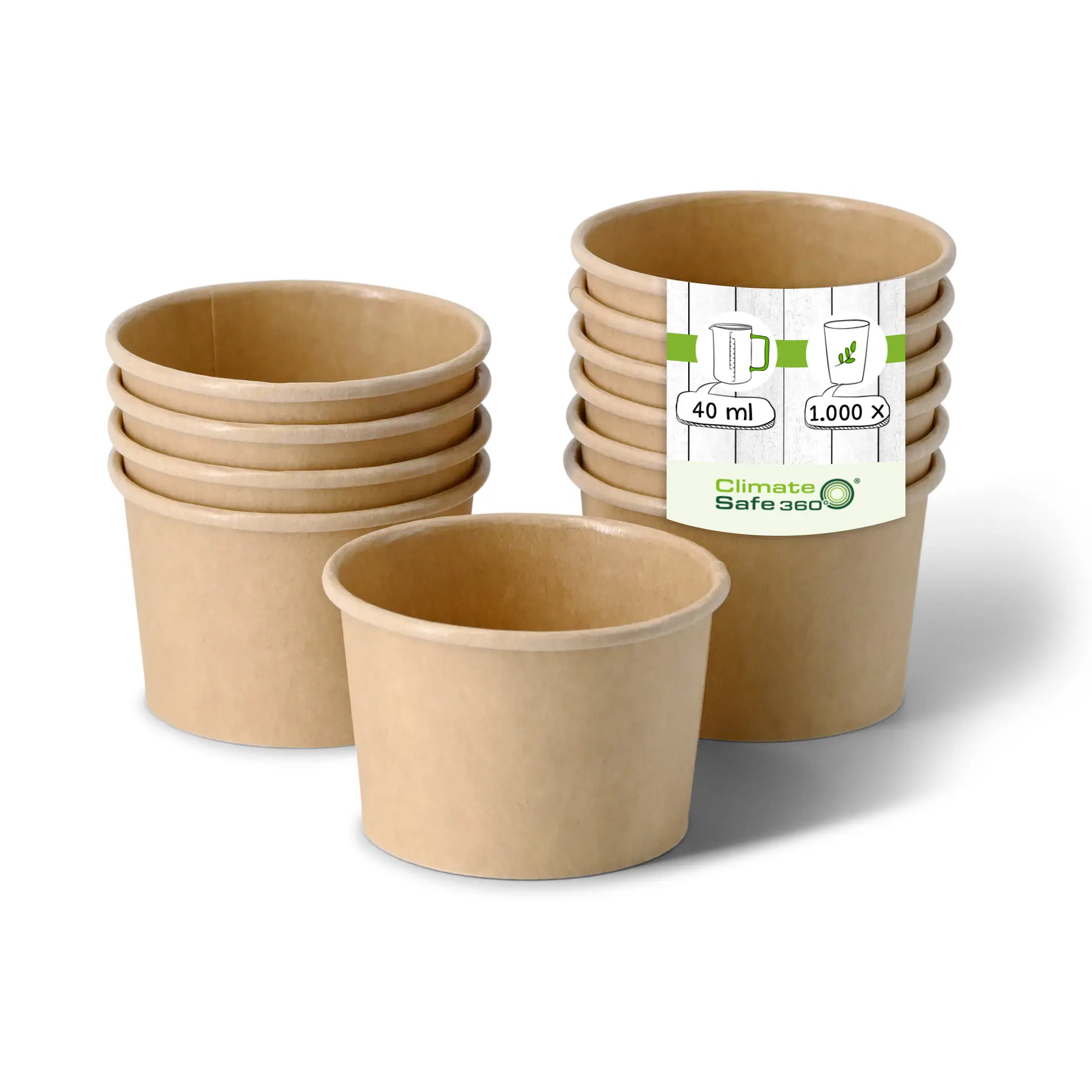 Petit pot en carton (revêtu de PE) 40 ml, Ø 62 mm, marron