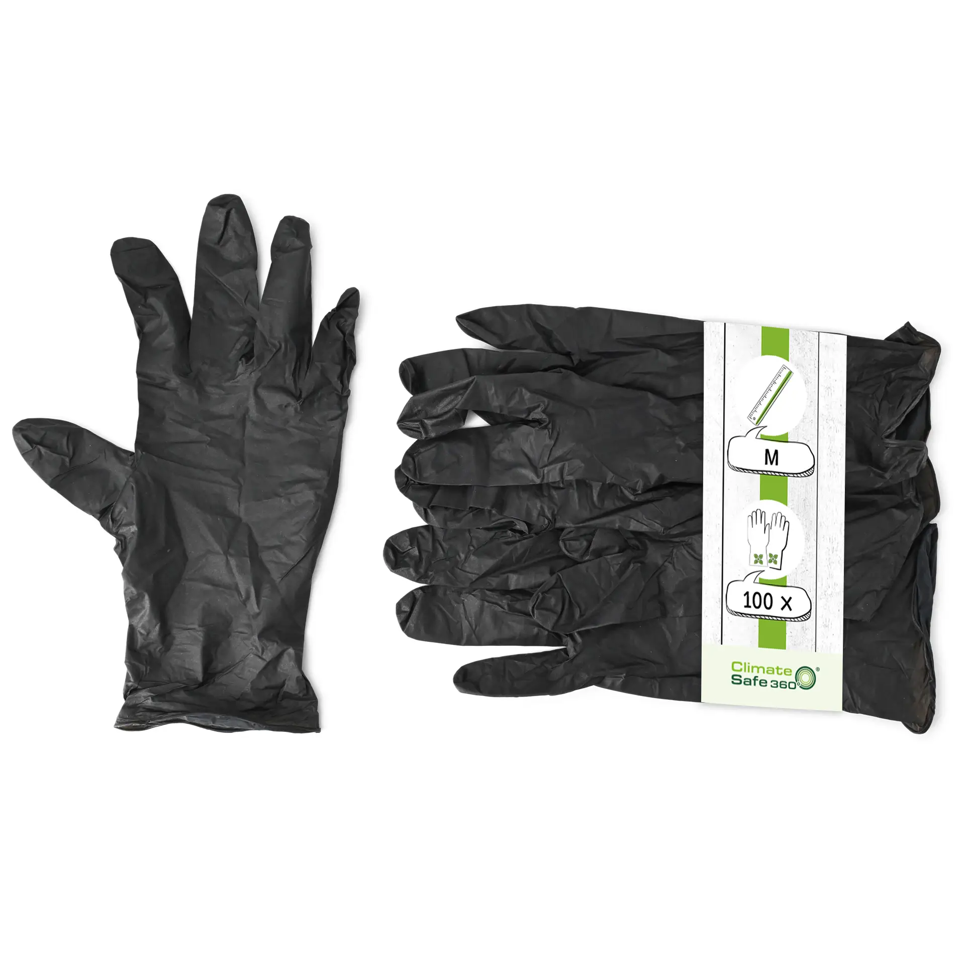 Gants en nitrile, noirs, taille M, sans poudre