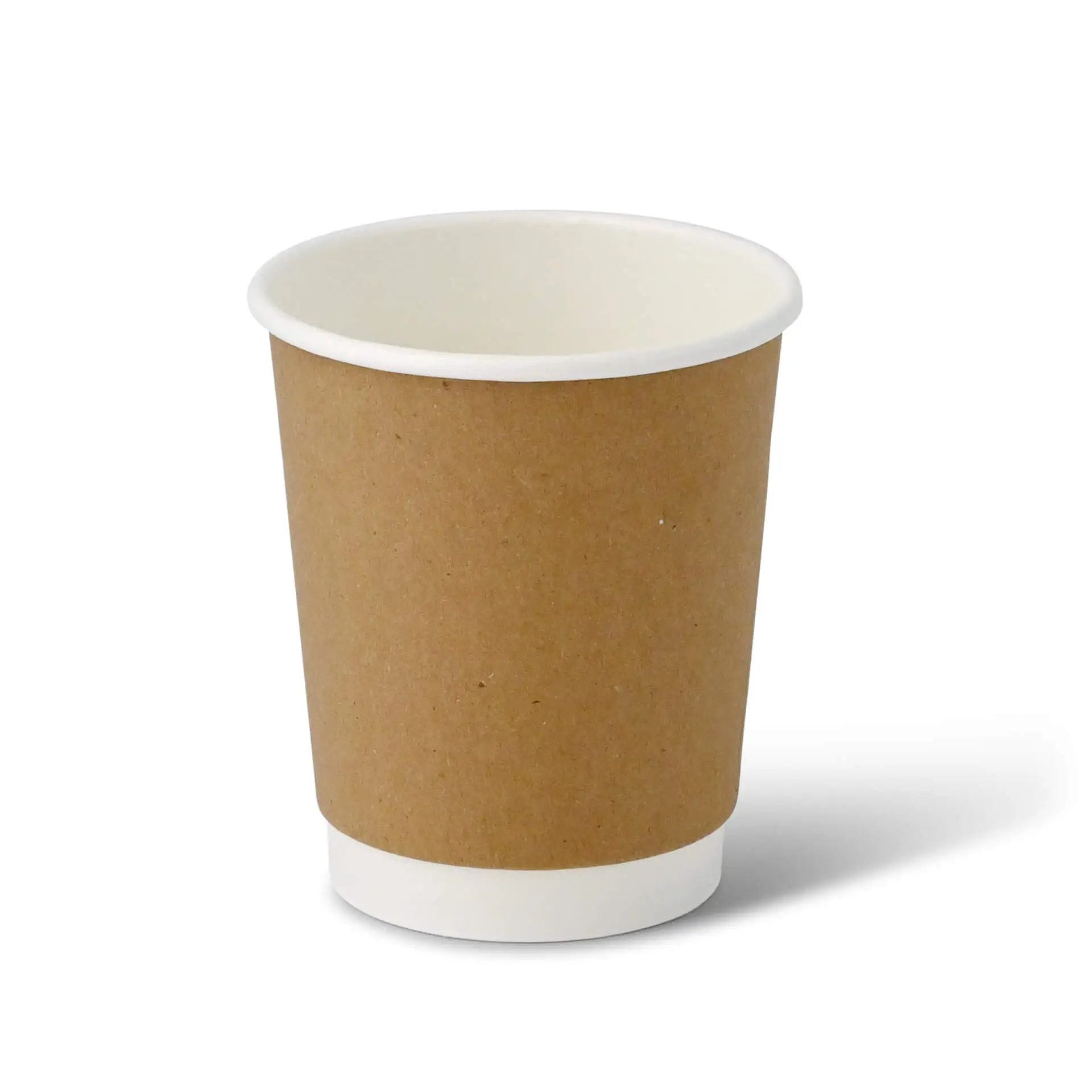 Gobelet à café à emporter en carton (revêtu de PE), double paroi, 20 cl / 8 oz, Ø 80 mm, brun, intérieur blanc